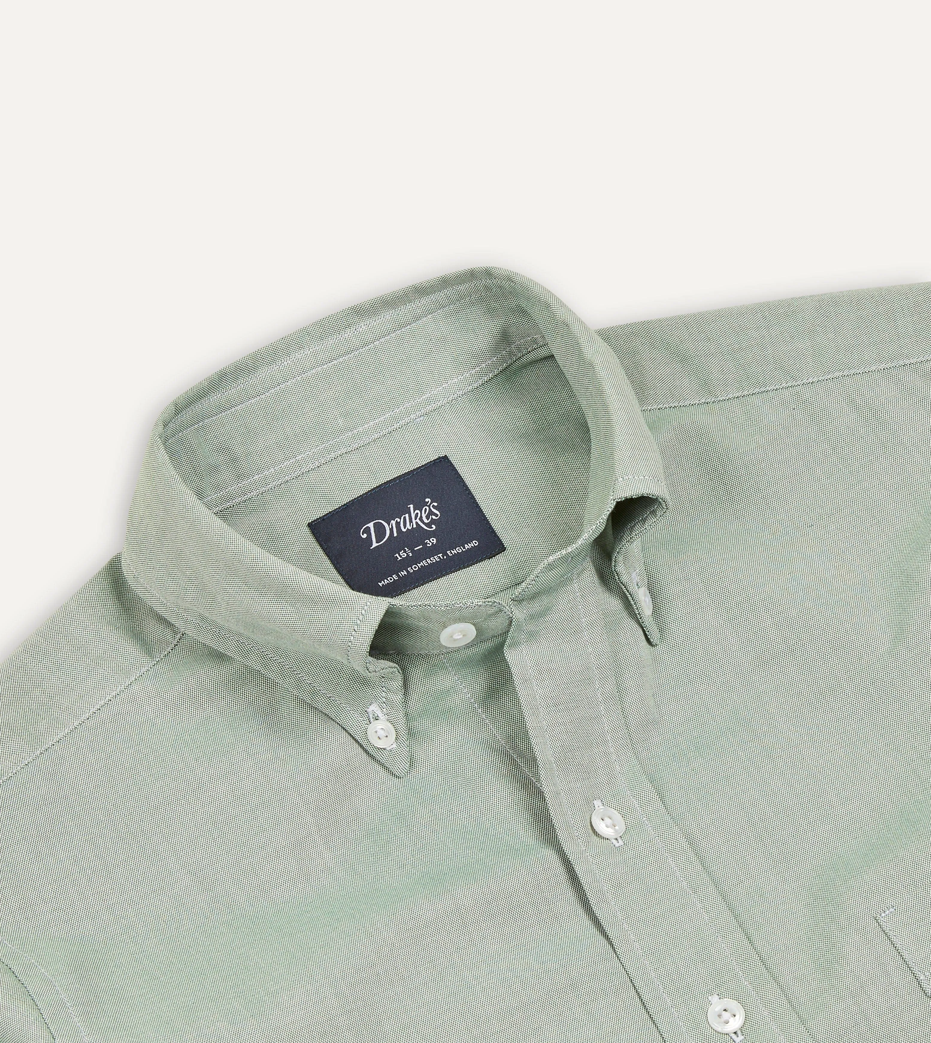 Green Pinpoint Oxford Cotton Cloth Button-Down Shirt sold by Drake's London product image thumbnail 3