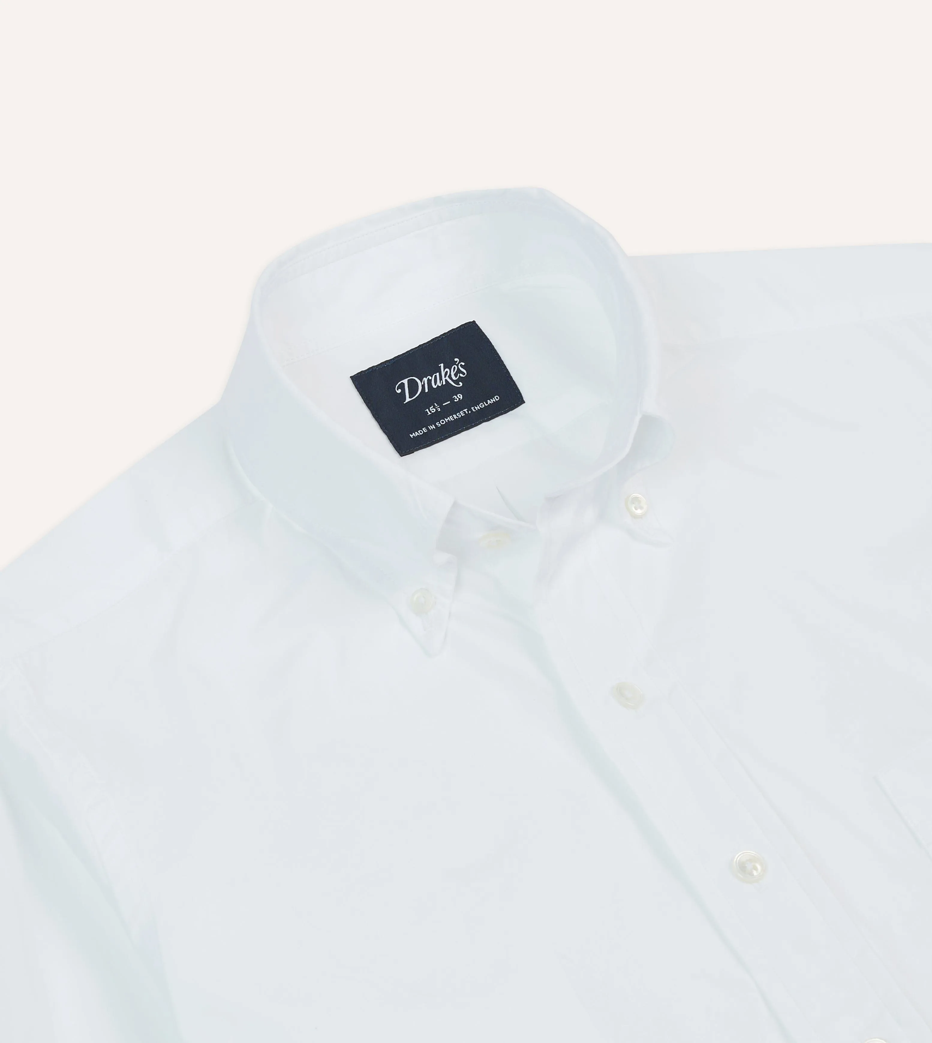 White Cotton Pocket Poplin Button-Down Shirt sold by Drake's London product image thumbnail 3