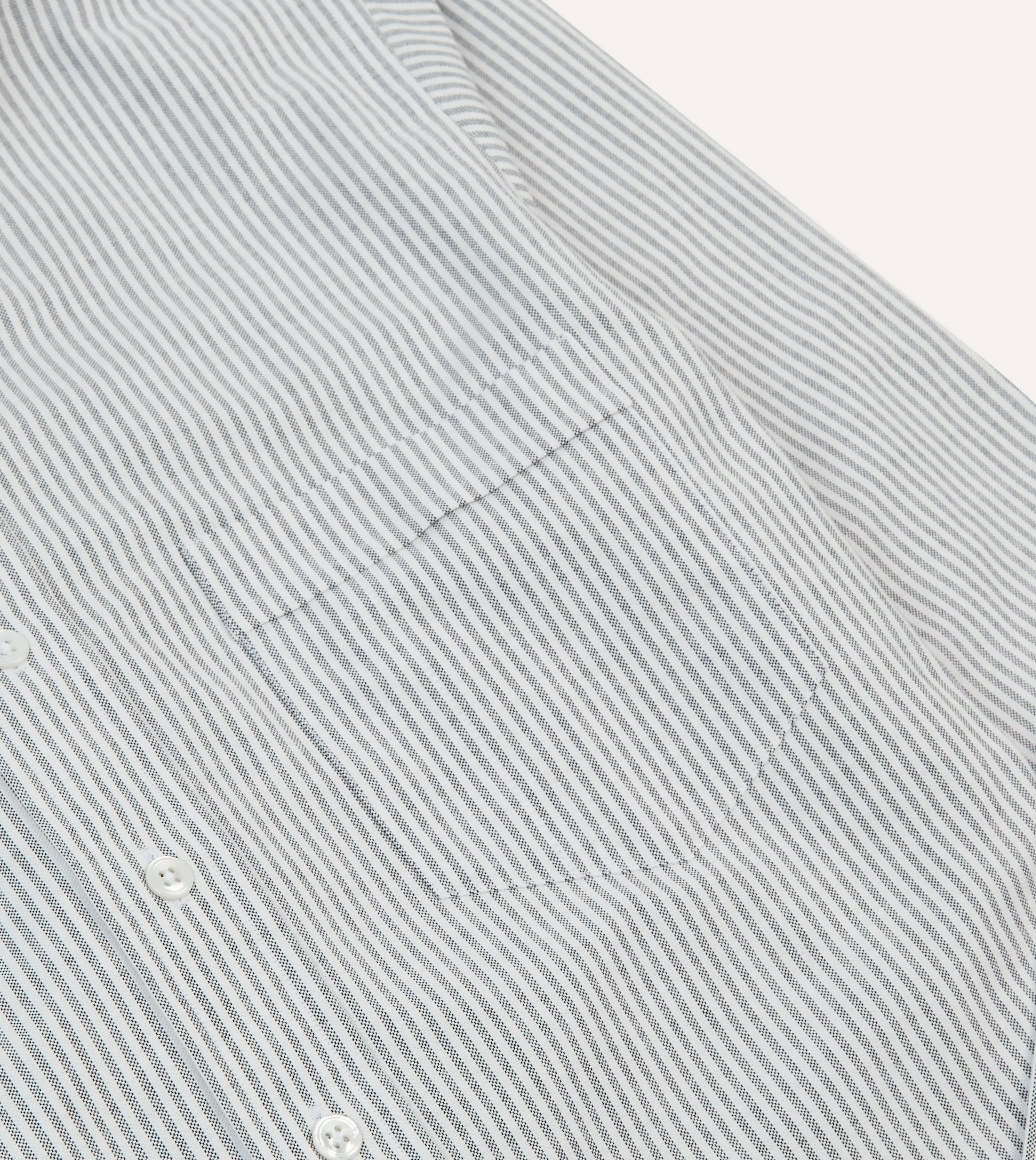 Black Ticking Stripe Cotton Oxford Cloth Button-Down Shirt sold by Drake's London product image thumbnail 4