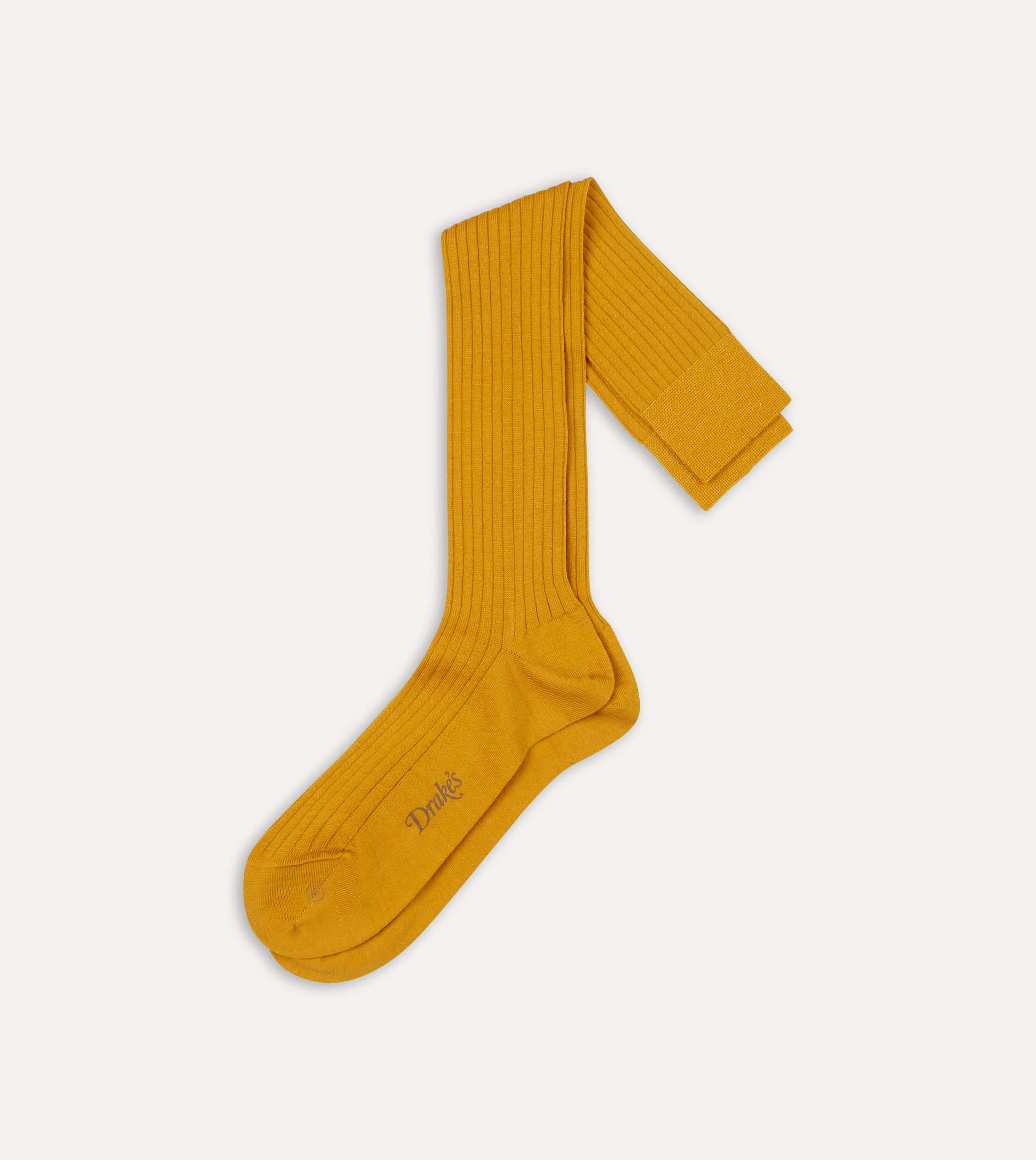 Gold Wool Over-the-Calf Socks sold by Drake's London