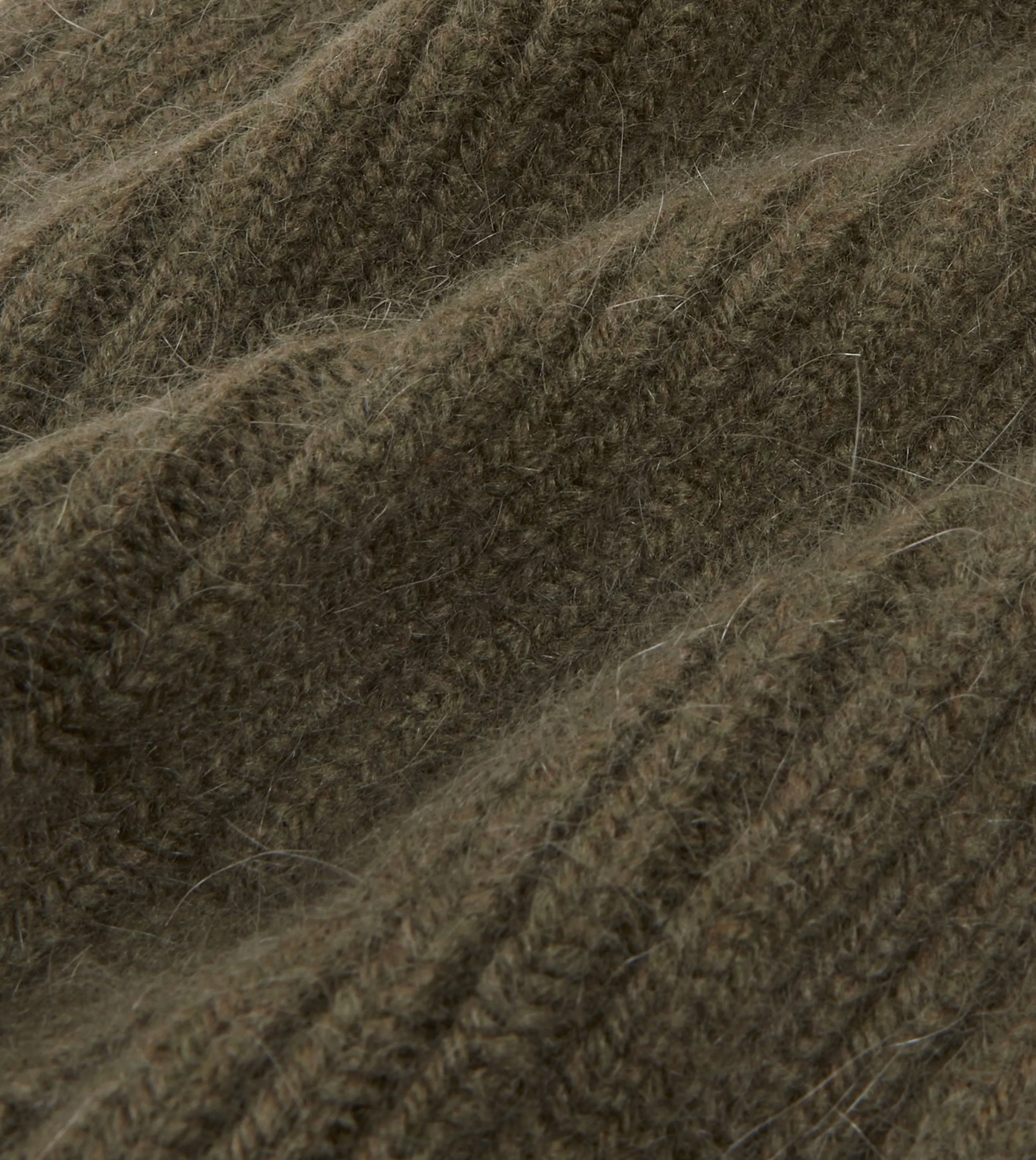 Khaki Green Angora Lambswool Ribbed Knit Cap sold by Drake's London product image thumbnail 2