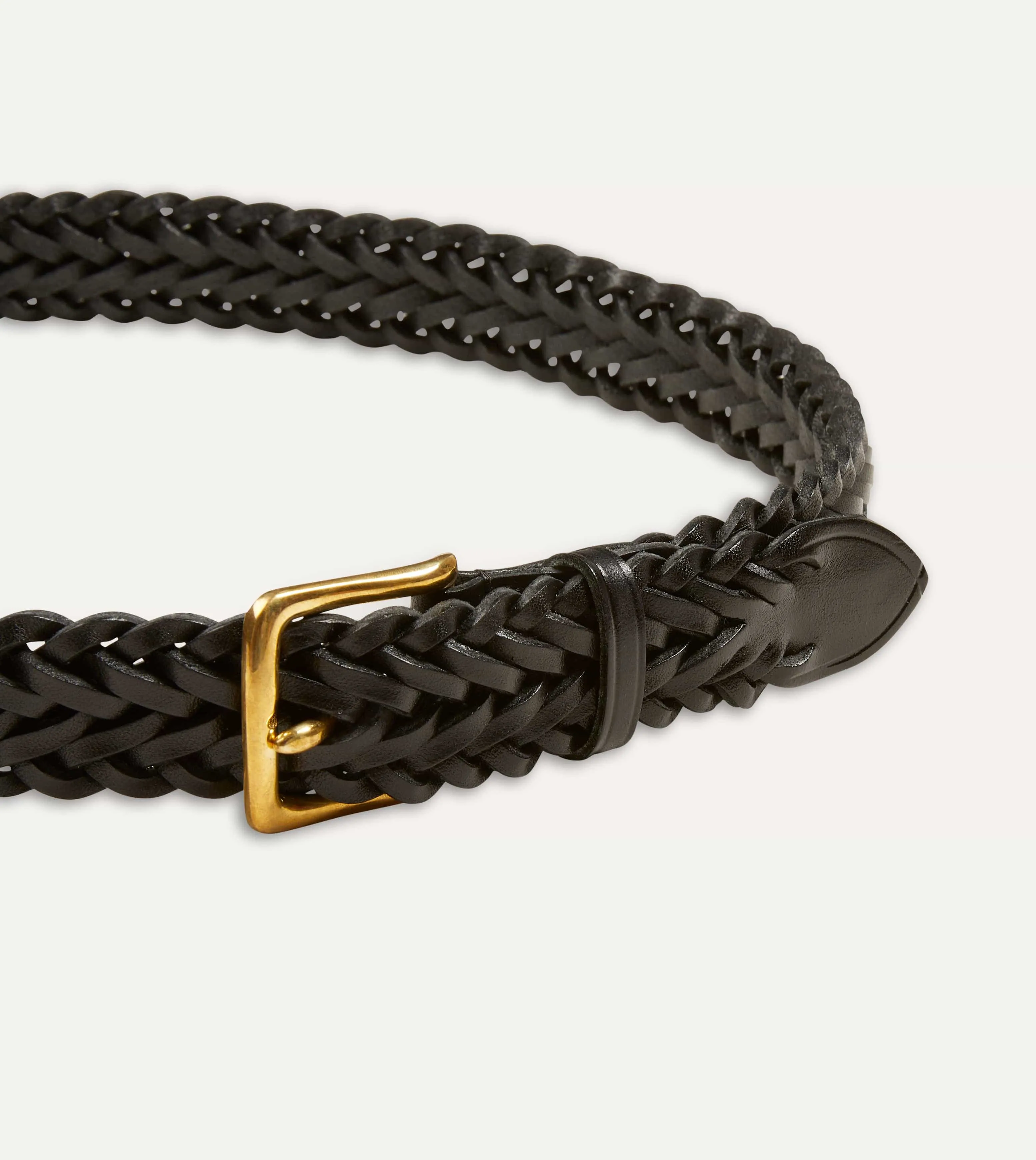 Black Plaited Bridle Leather Belt with Brass Buckle sold by Drake's London product image thumbnail 3