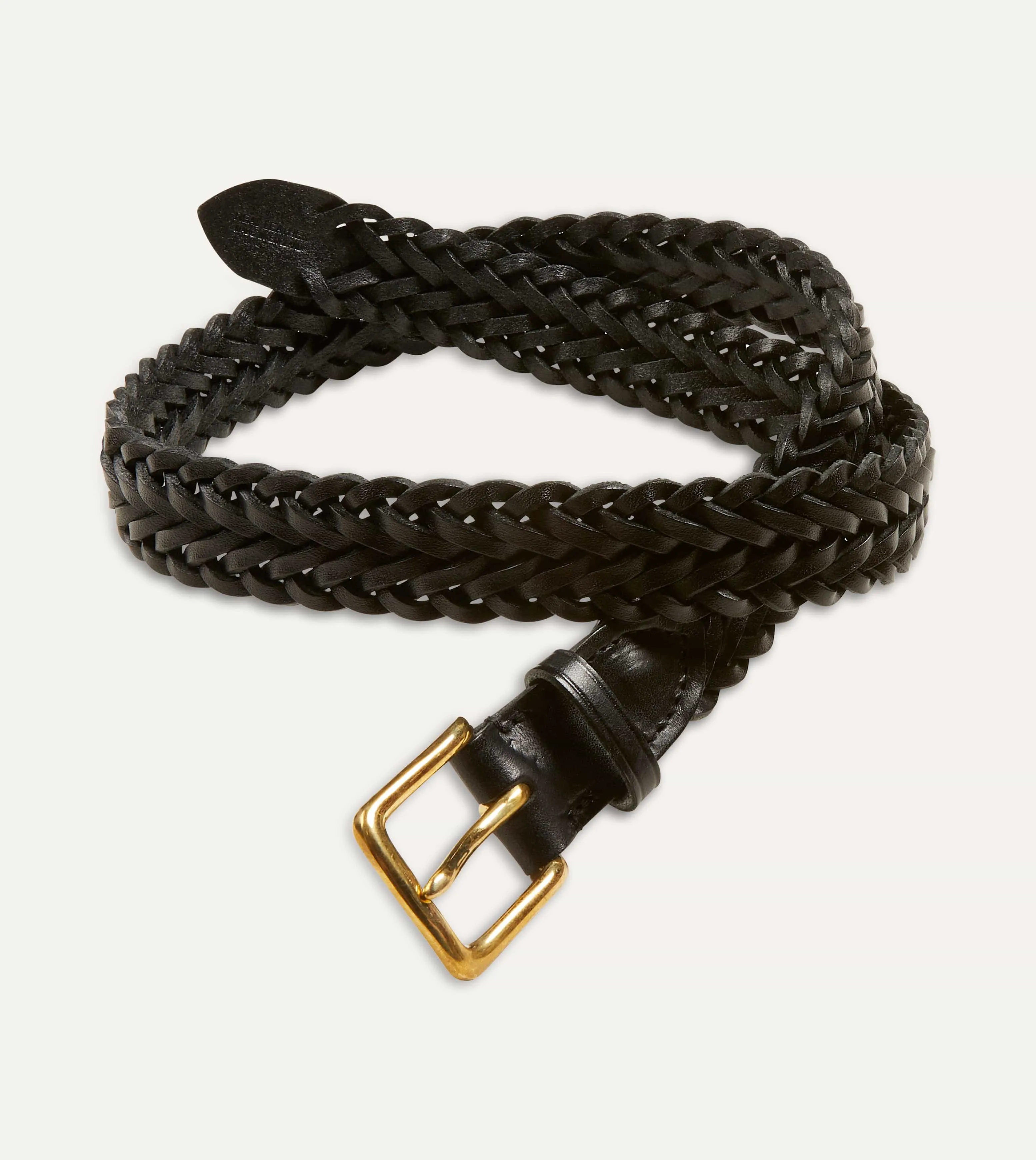 Black Plaited Bridle Leather Belt with Brass Buckle sold by Drake's London product image thumbnail 5