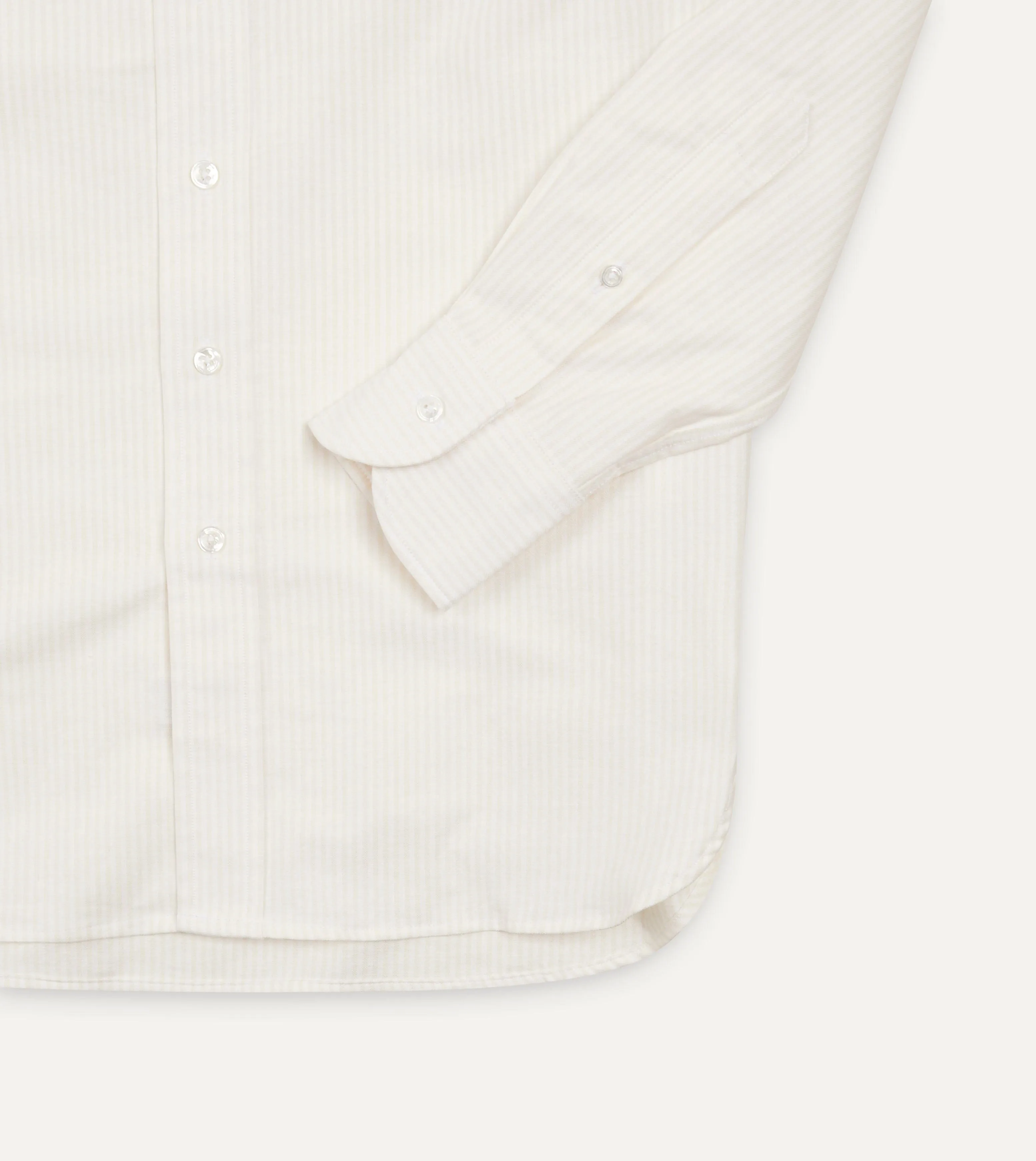 Cream Ticking Stripe Cotton Oxford Cloth Button-Down Shirt sold by Drake's London product image thumbnail 5