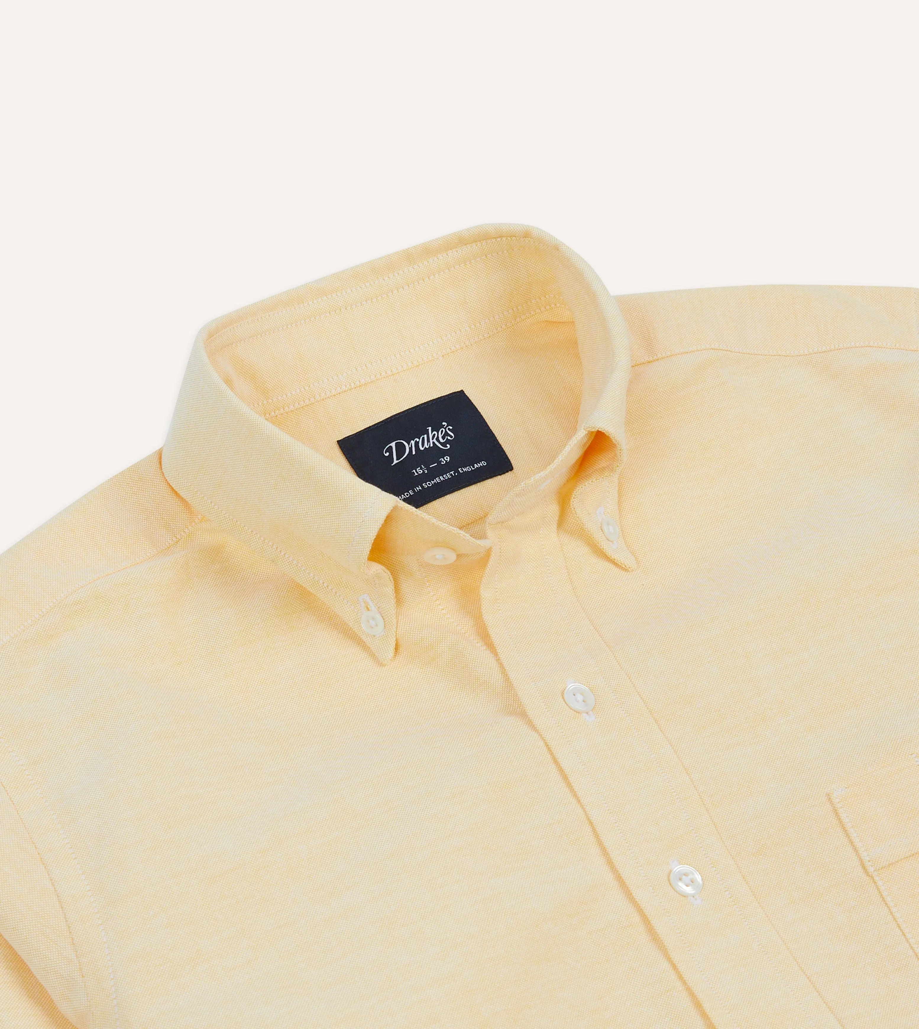 Yellow Cotton Oxford Cloth Button-Down Shirt sold by Drake's London product image thumbnail 3