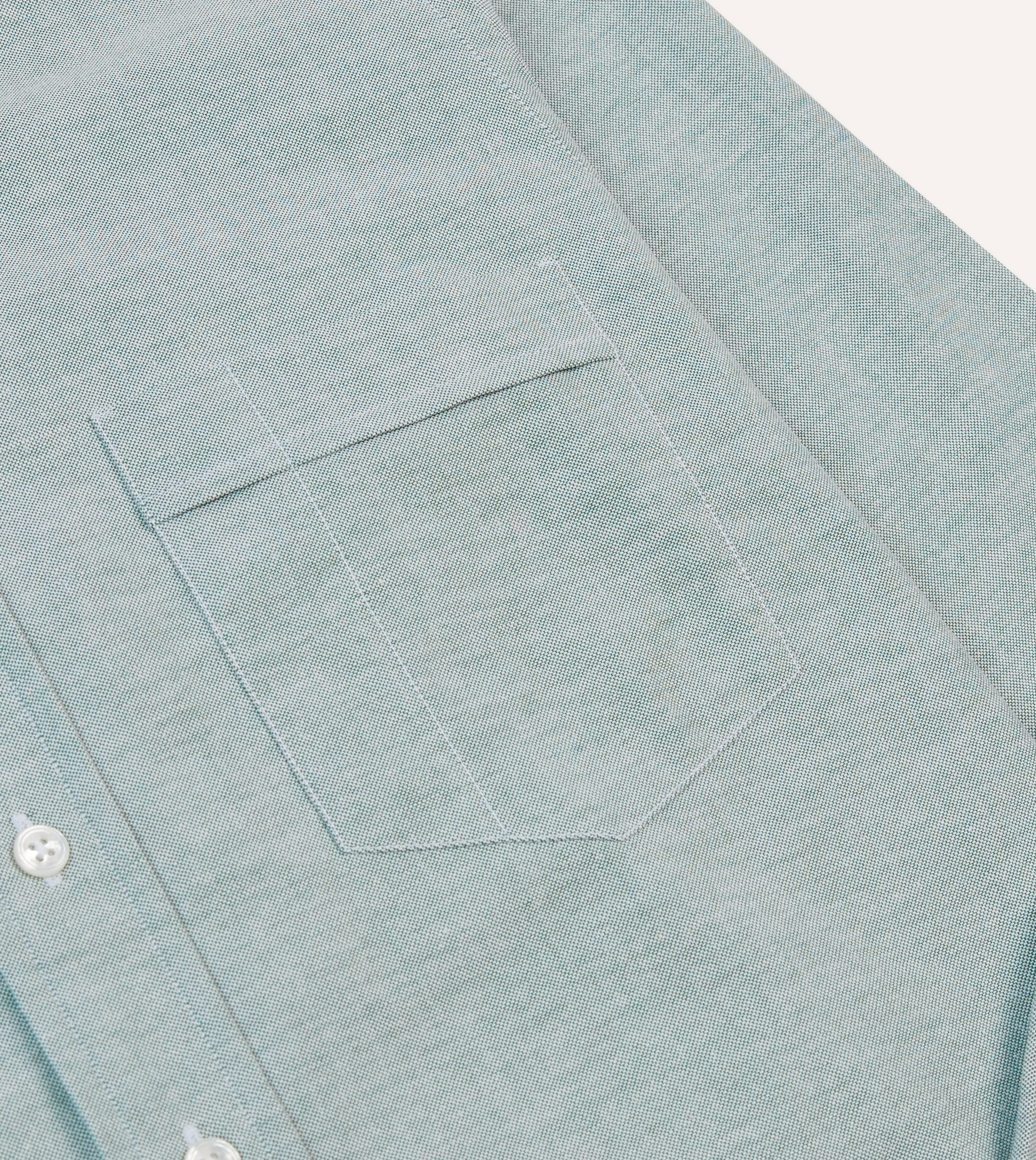Green Cotton Oxford Cloth Button-Down Shirt sold by Drake's London product image thumbnail 5