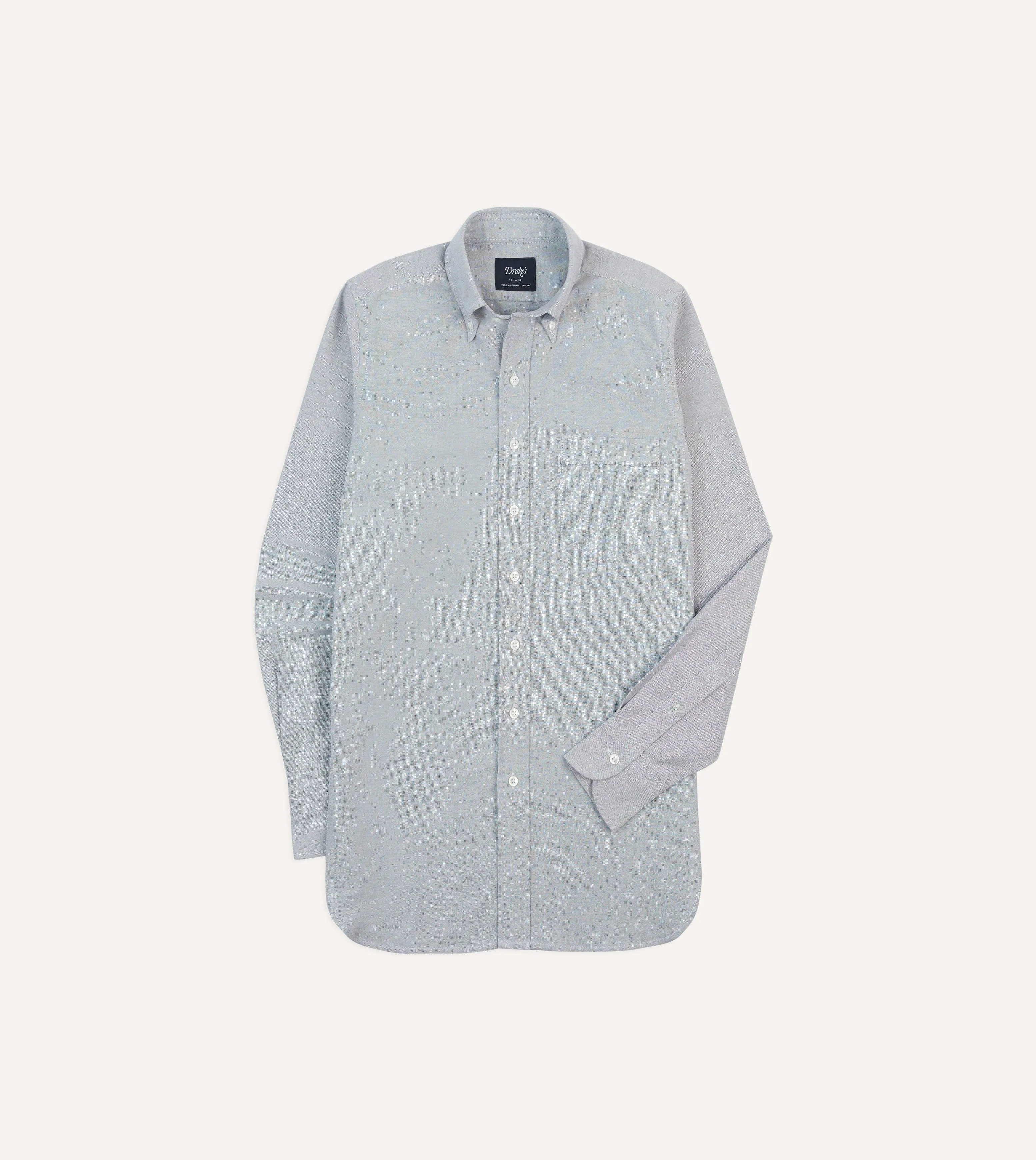 Grey Cotton Oxford Cloth Button-Down Shirt sold by Drake's London