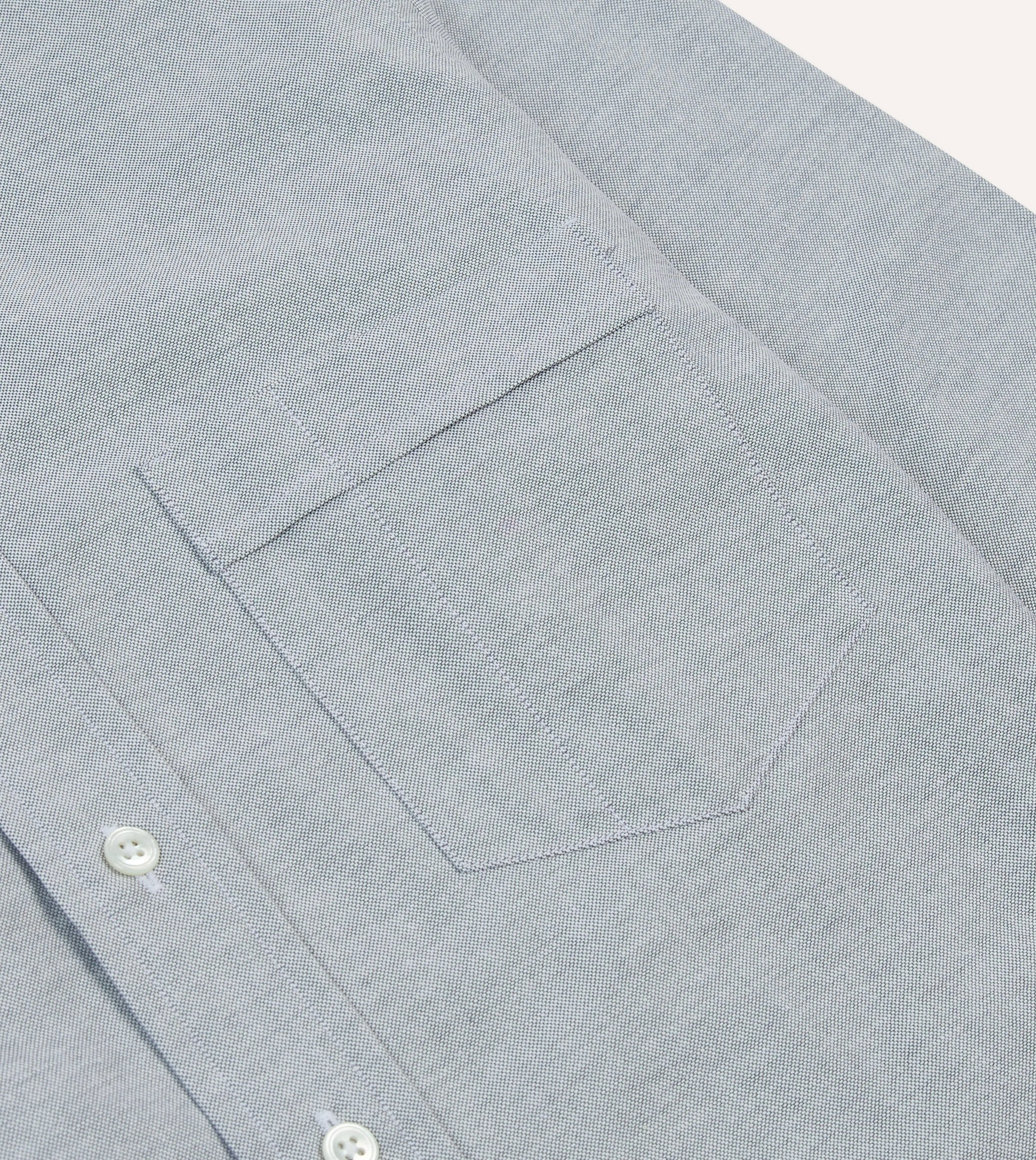 Grey Cotton Oxford Cloth Button-Down Shirt sold by Drake's London product image thumbnail 4