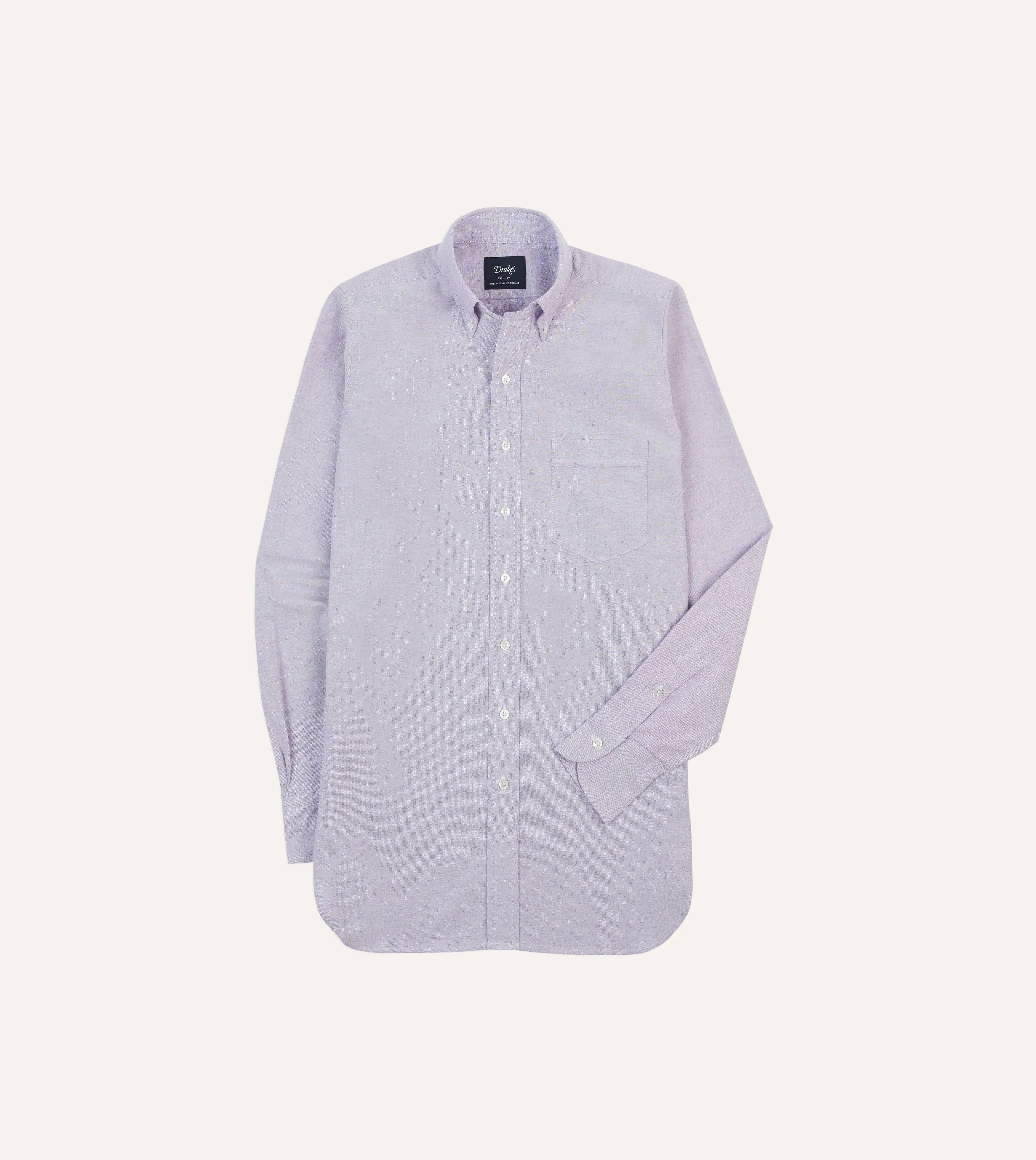 Lilac Cotton Oxford Cloth Button-Down Shirt sold by Drake's London
