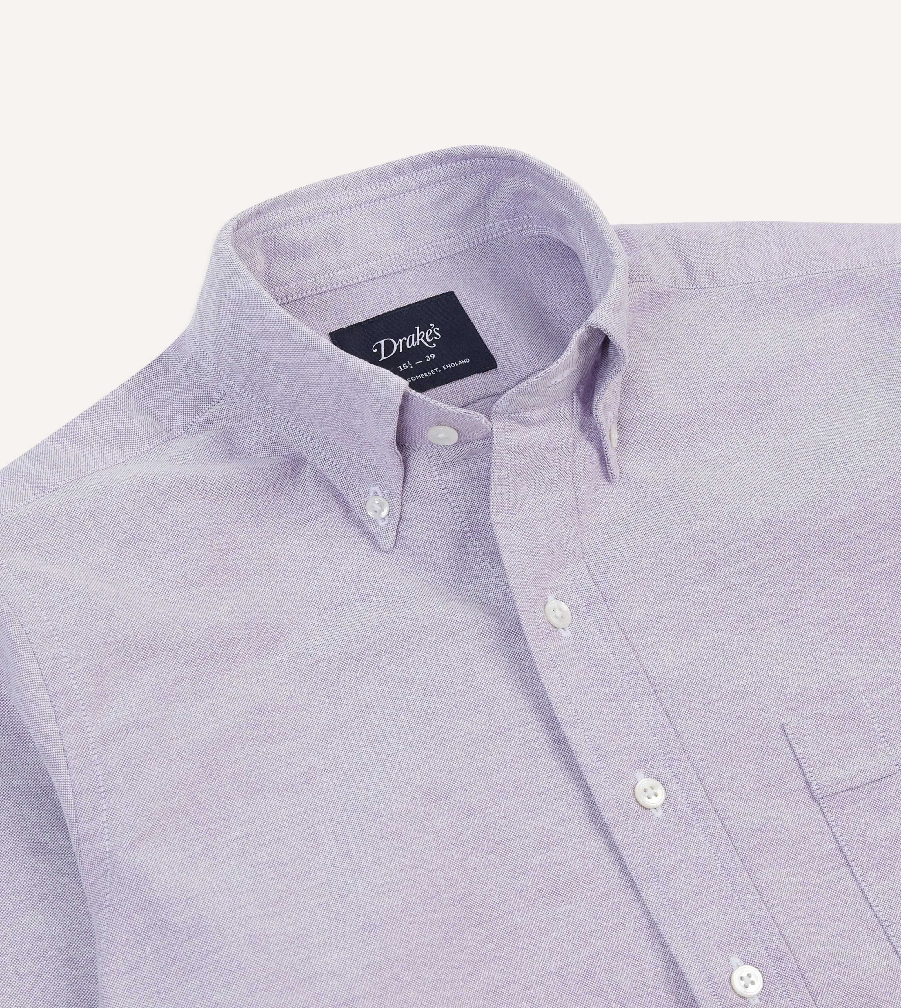 Lilac Cotton Oxford Cloth Button-Down Shirt sold by Drake's London product image thumbnail 3