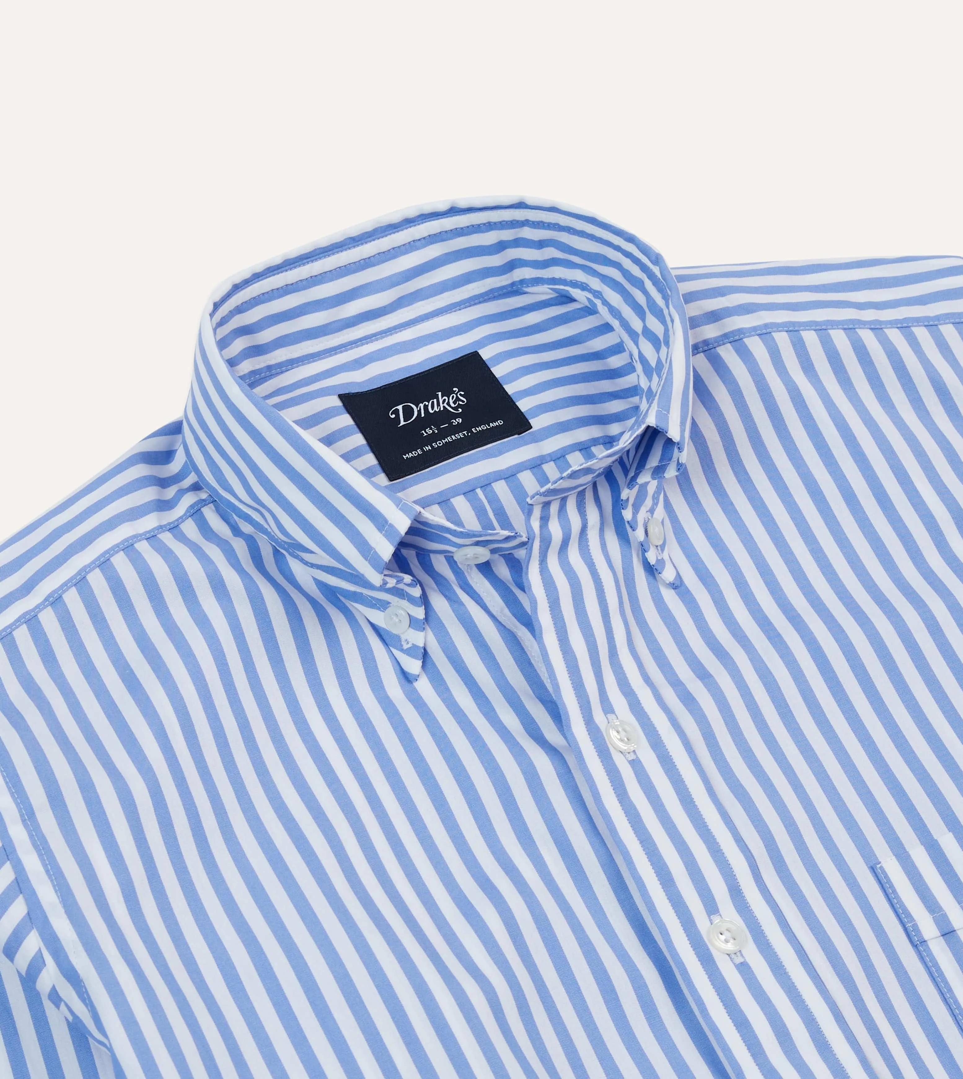 Blue Bengal Stripe Cotton Poplin Button-Down Shirt sold by Drake's London product image thumbnail 3