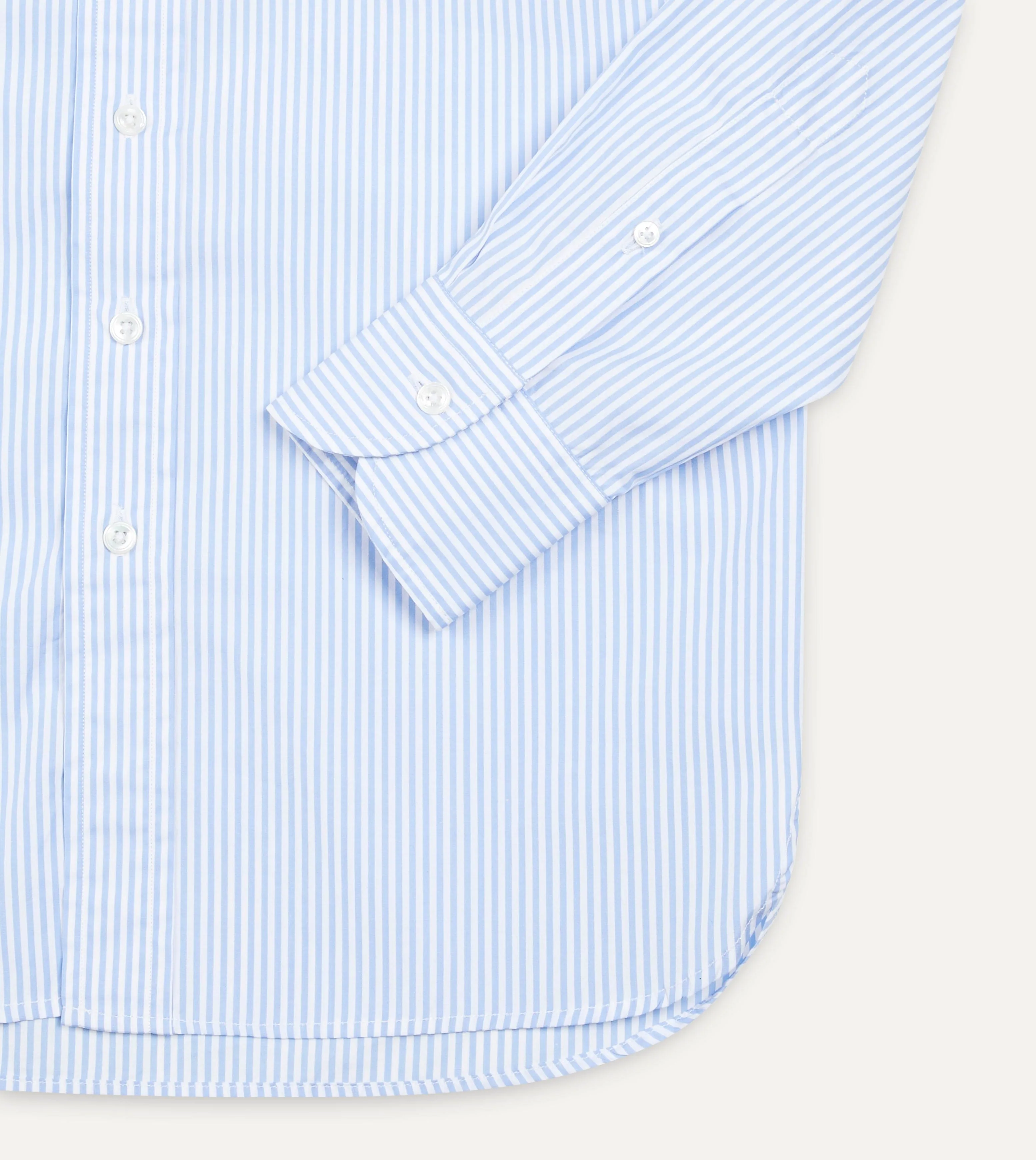 Light Blue Bengal Stripe Cotton Poplin Button-Down Shirt sold by Drake's London product image thumbnail 5