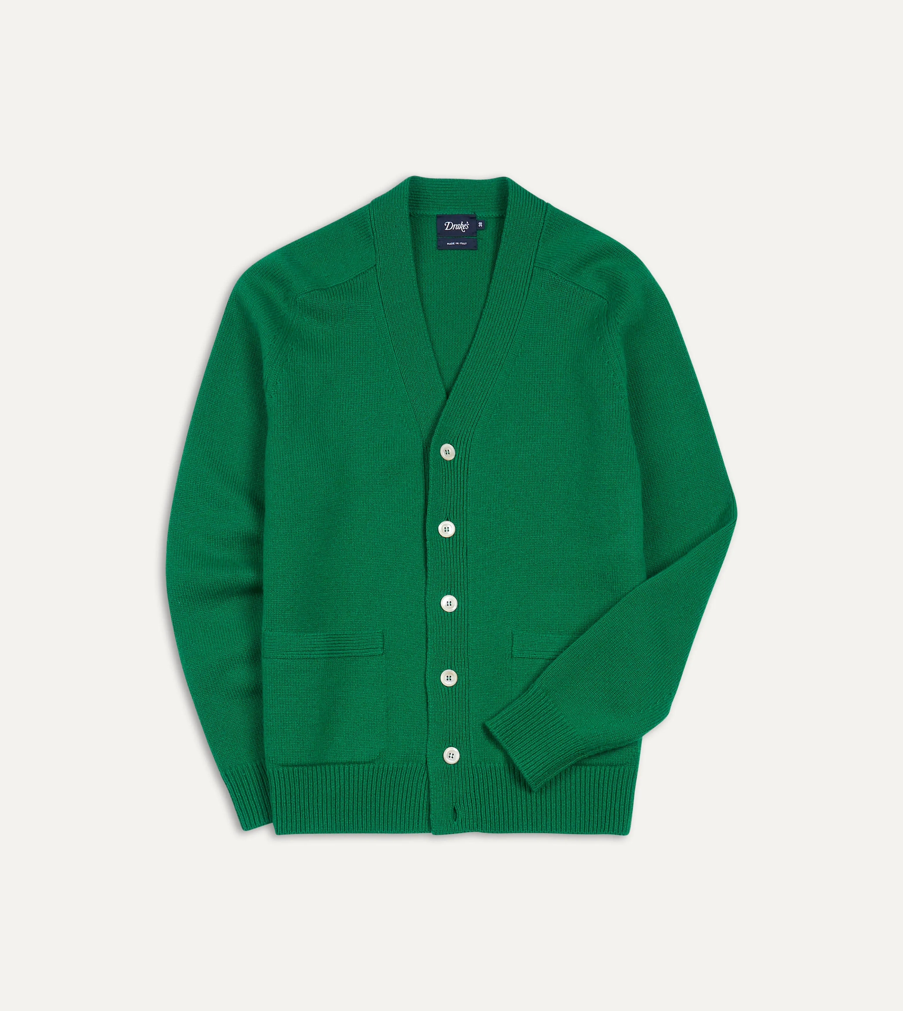 Green Lambswool 6 Button Cardigan sold by Drake's London
