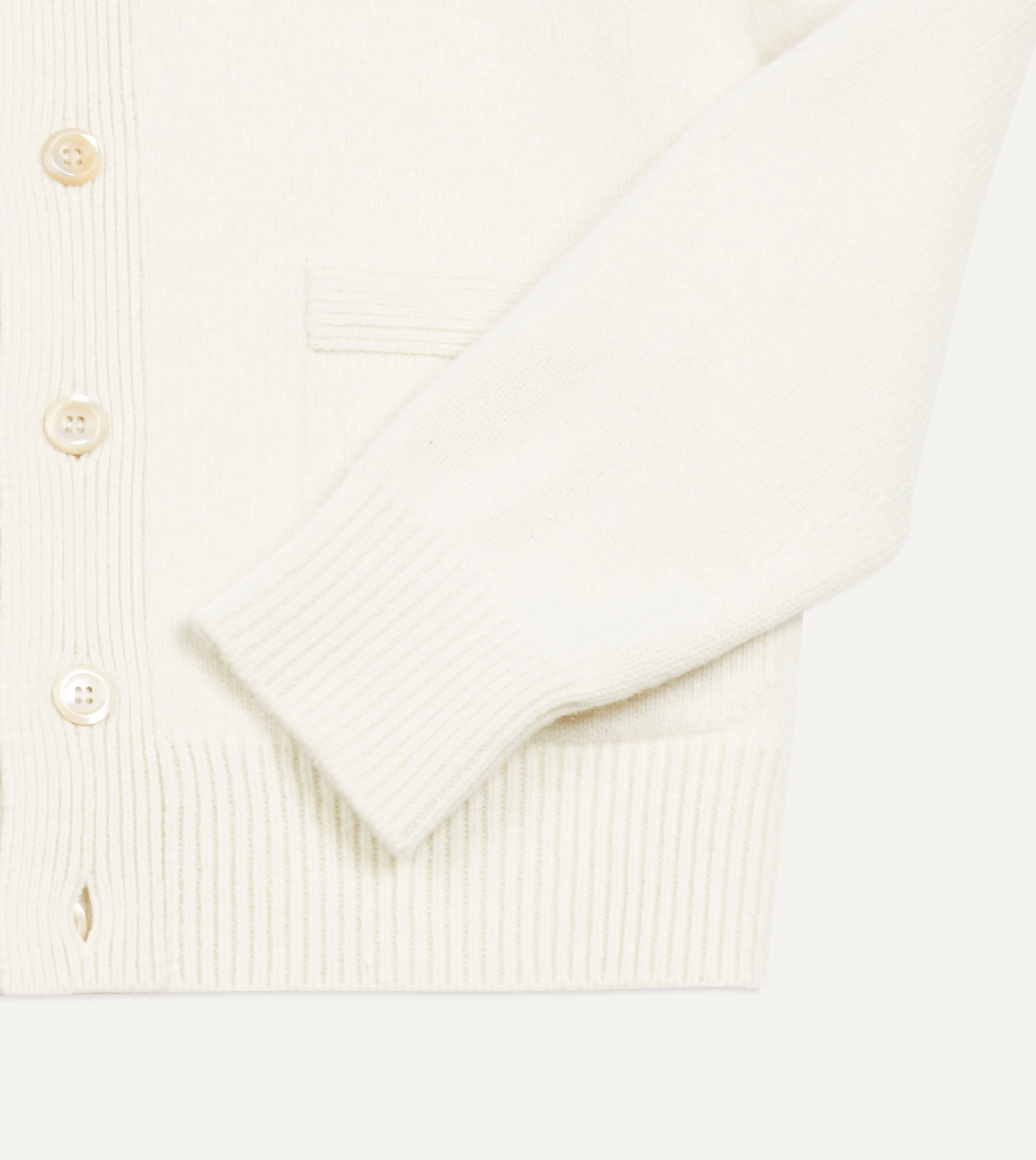 Ecru Lambswool 6 Button Cardigan sold by Drake's London product image thumbnail 5