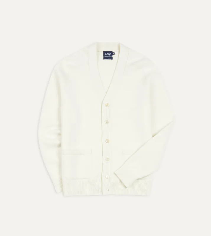 Ecru Lambswool 6 Button Cardigan sold by Drake's London