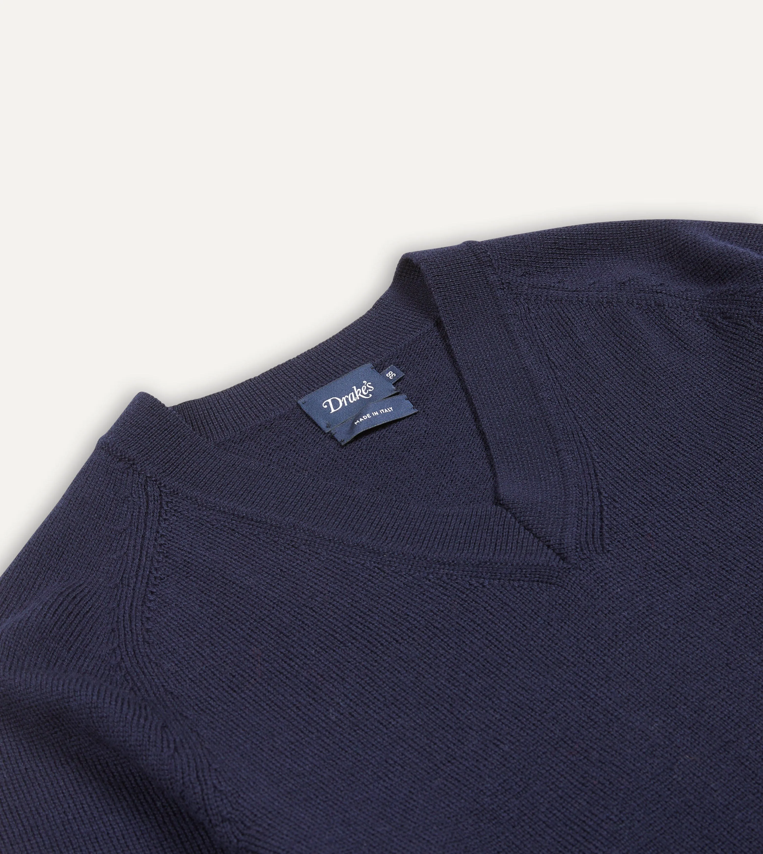Navy Merino Wool V Neck Jumper sold by Drake's London product image thumbnail 3