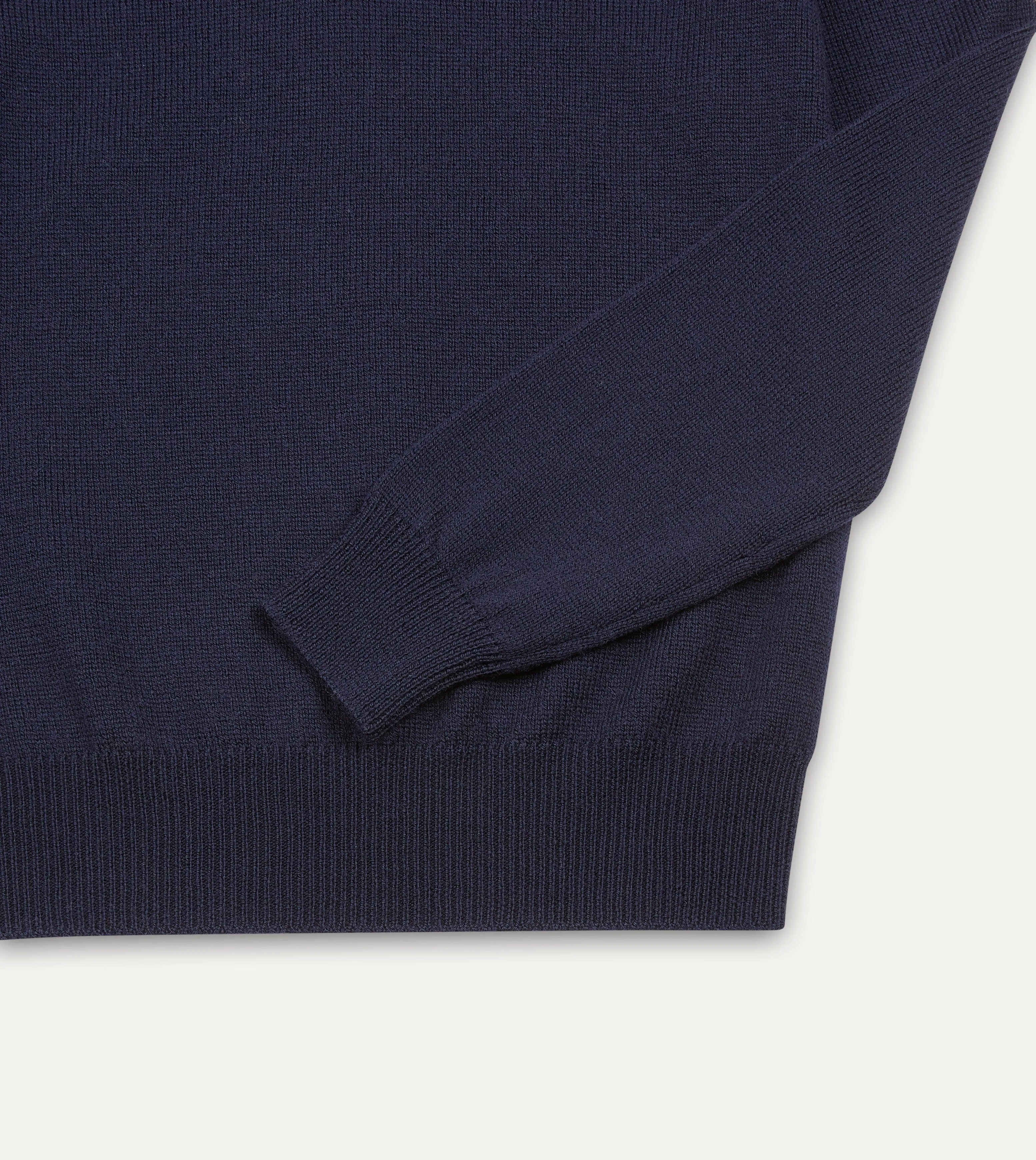 Navy Merino Wool V Neck Jumper sold by Drake's London product image thumbnail 5