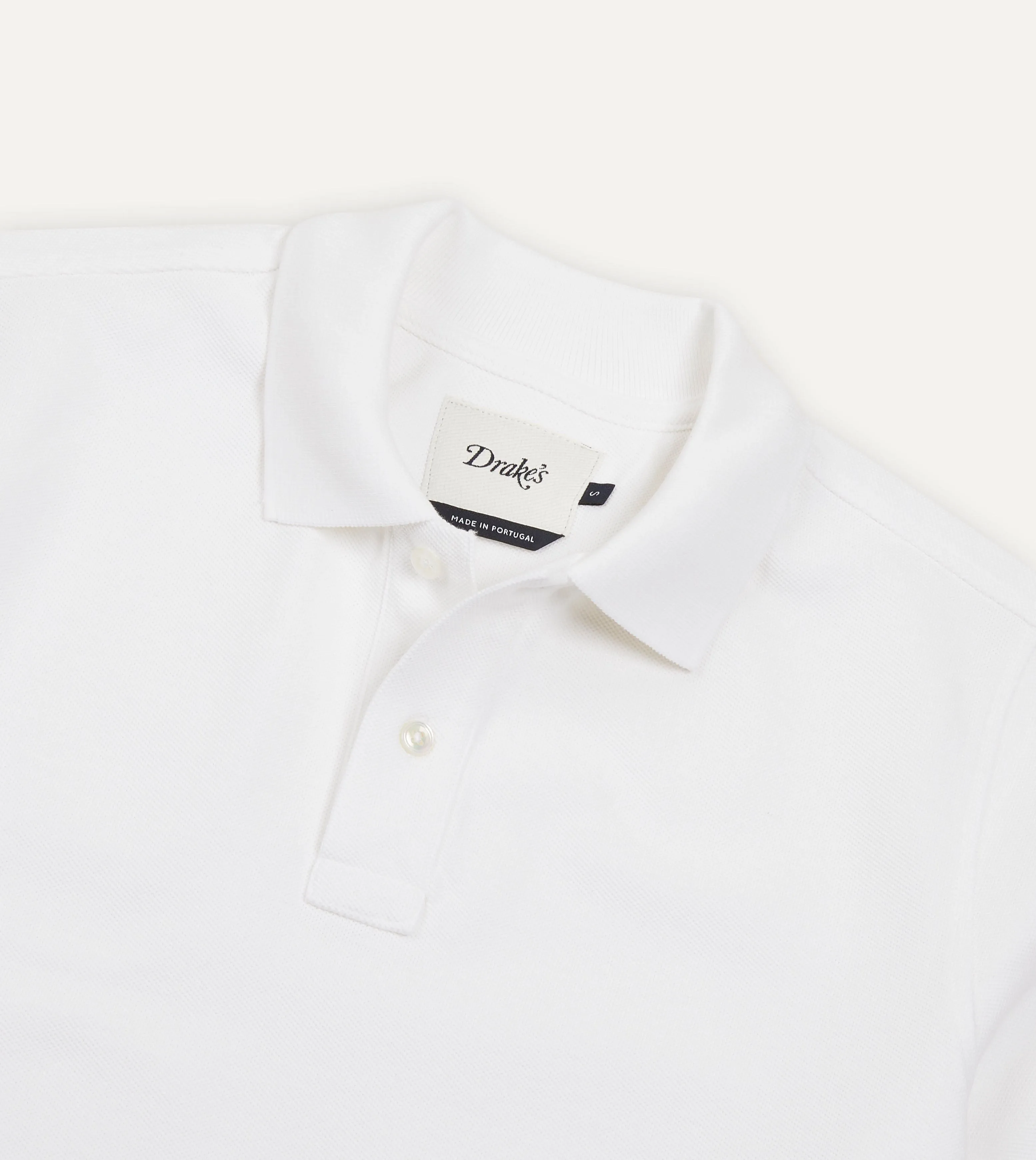 White Piqué Cotton Polo Shirt sold by Drake's London product image thumbnail 3