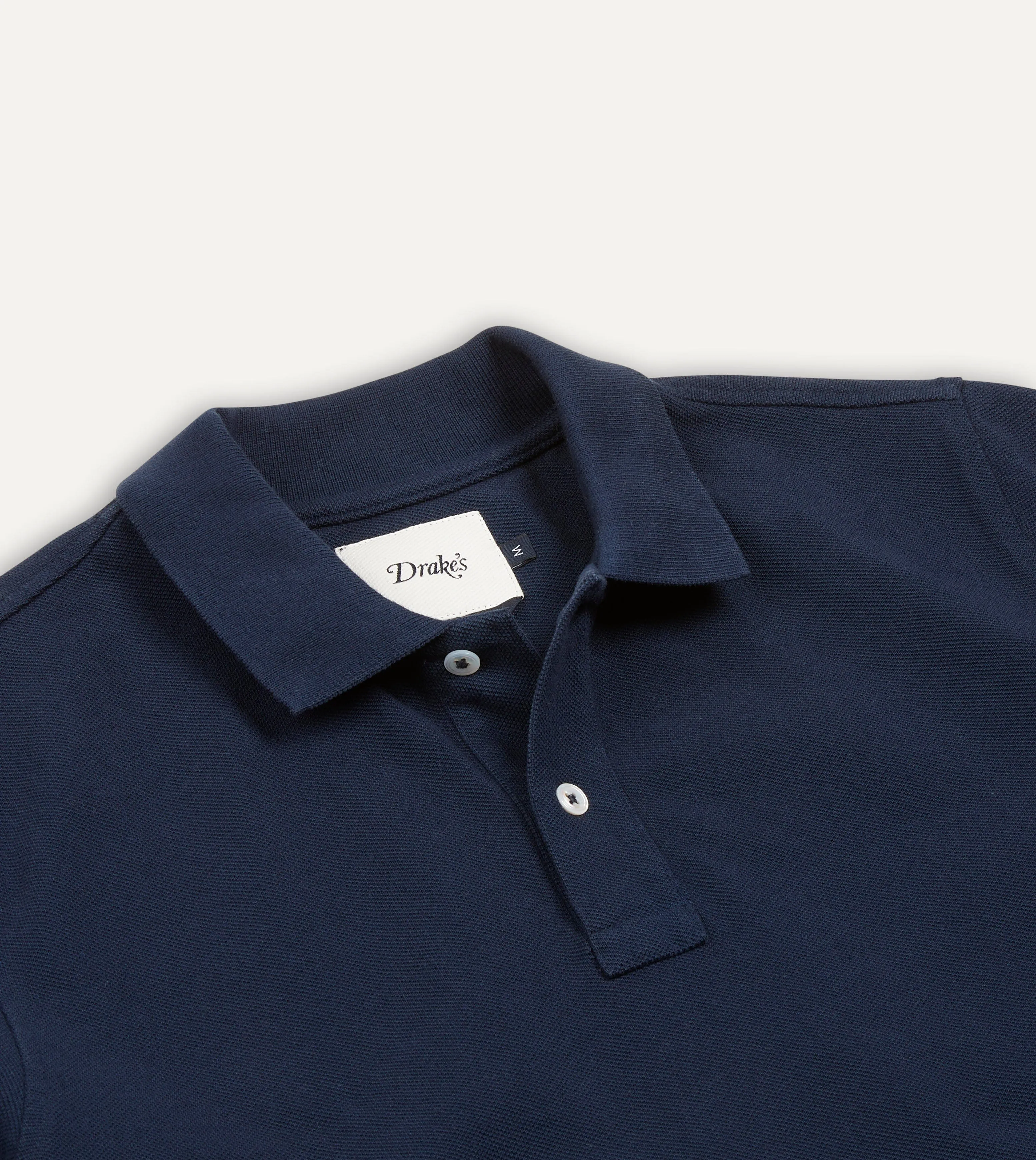 Navy Piqué Cotton Polo Shirt sold by Drake's London product image thumbnail 3