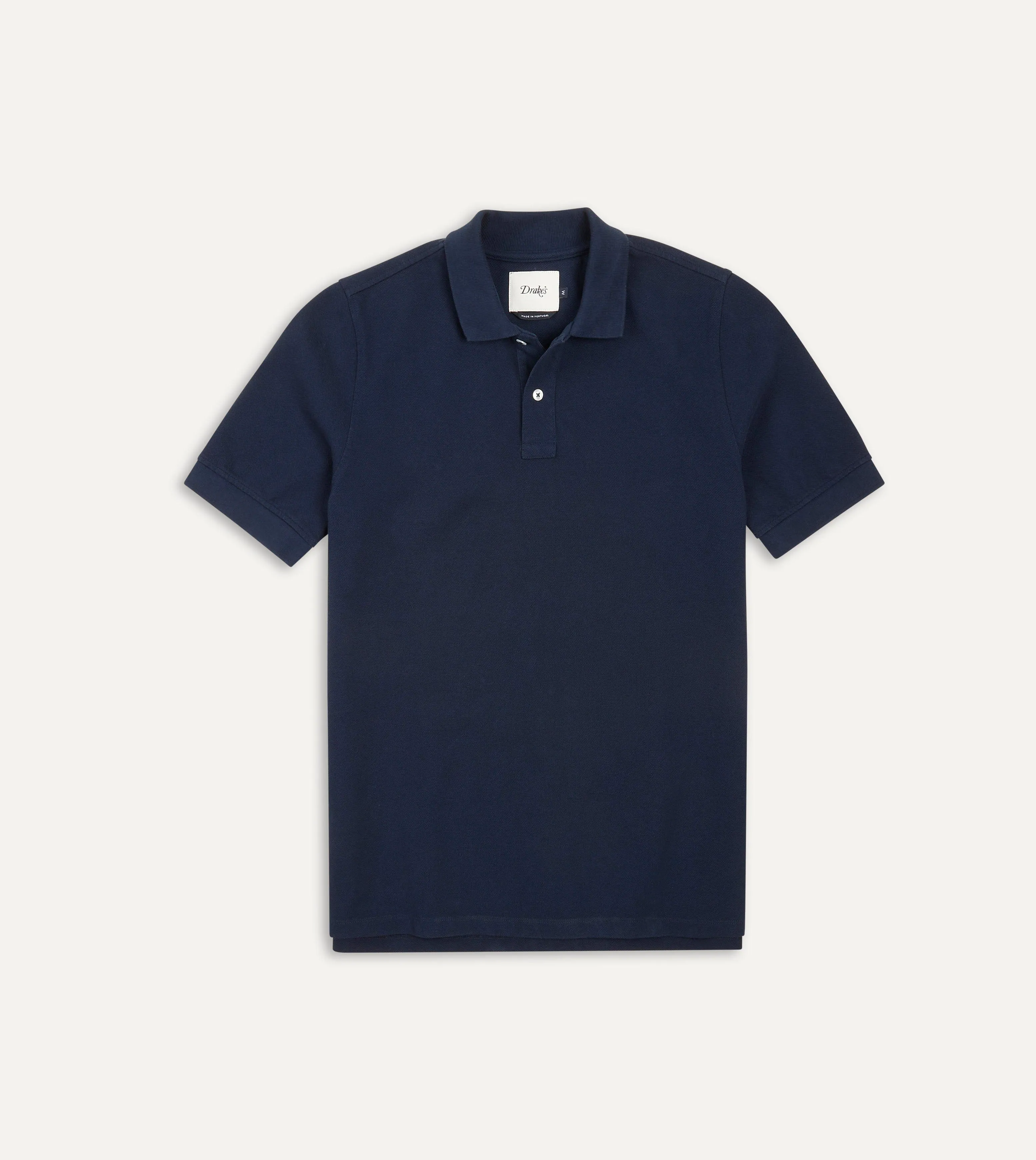 Navy Piqué Cotton Polo Shirt sold by Drake's London