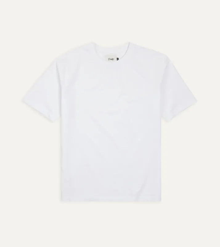 White Cotton Crew Neck Hiking T-Shirt sold by Drake's London