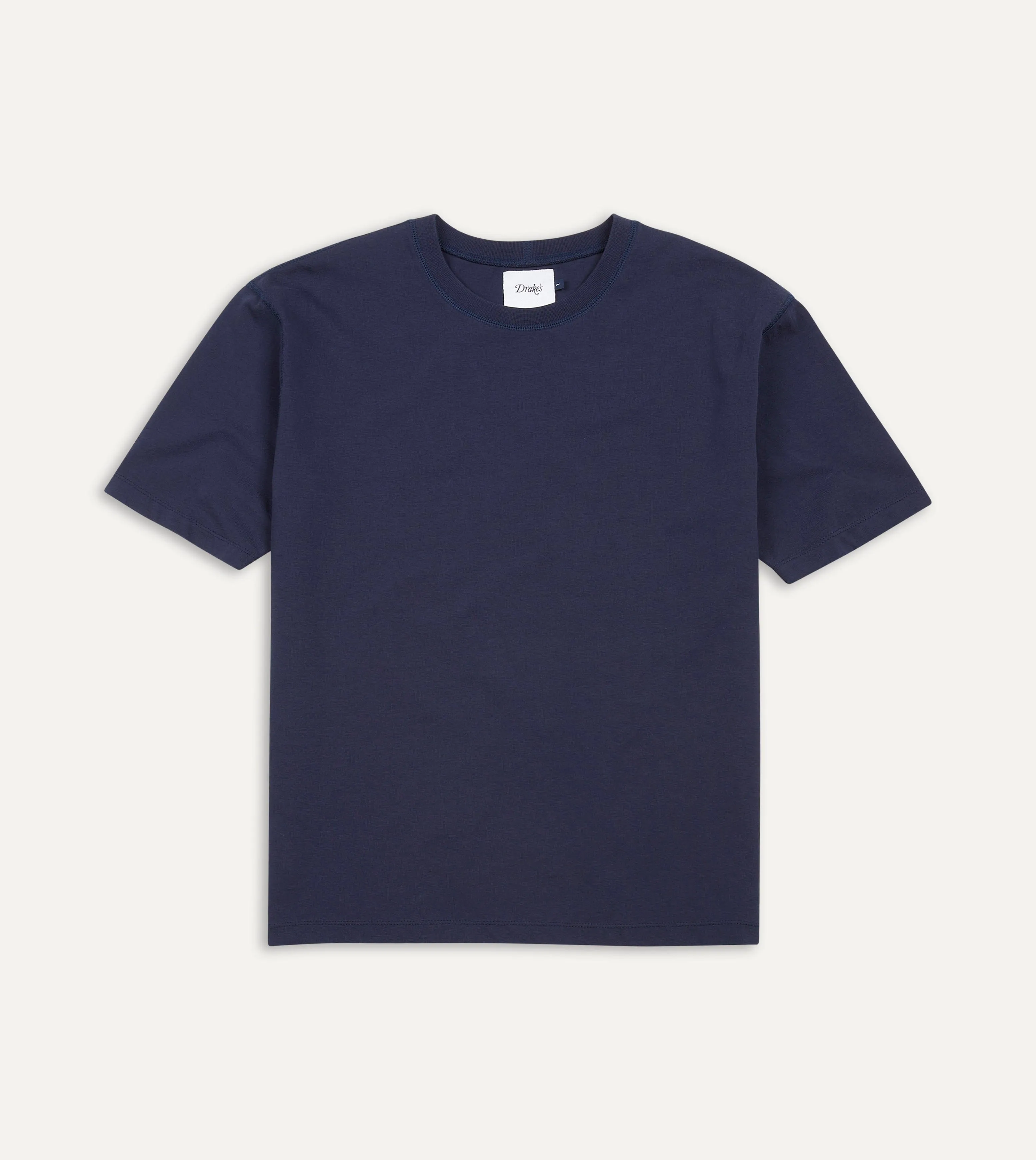 Navy Cotton Crew Neck Hiking T-Shirt sold by Drake's London