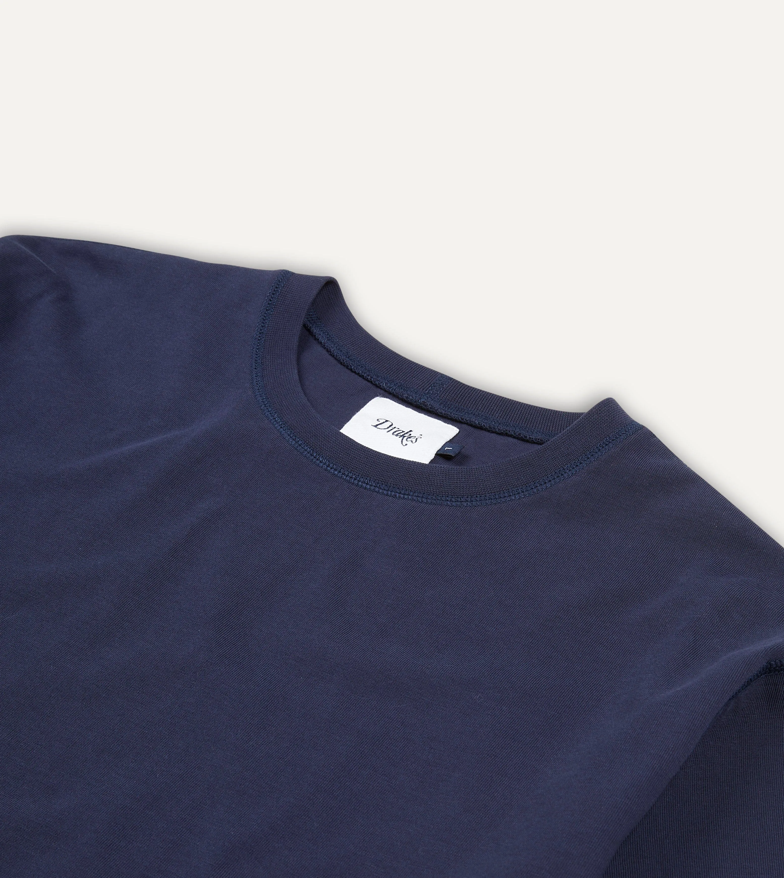 Navy Cotton Crew Neck Hiking T-Shirt sold by Drake's London product image thumbnail 3