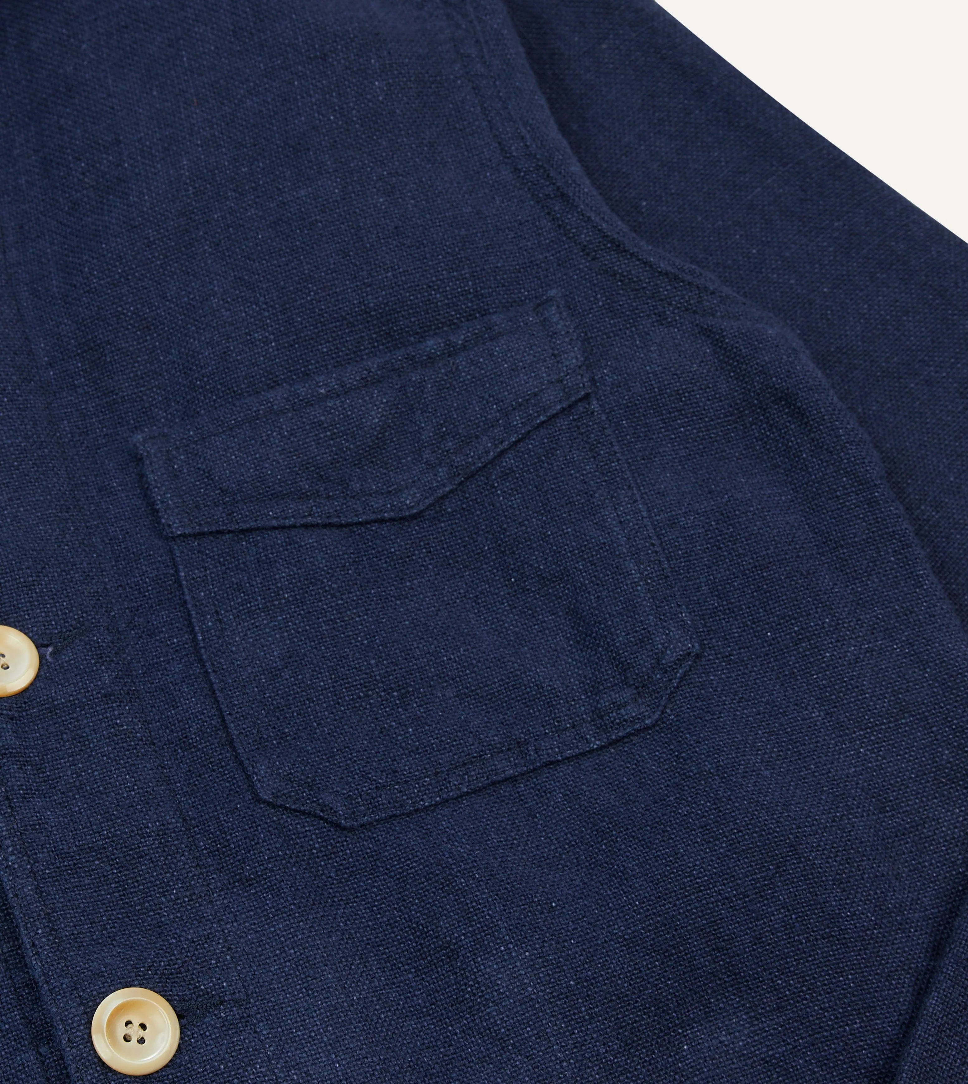 Navy Linen Five-Pocket Chore Jacket sold by Drake's London product image thumbnail 4