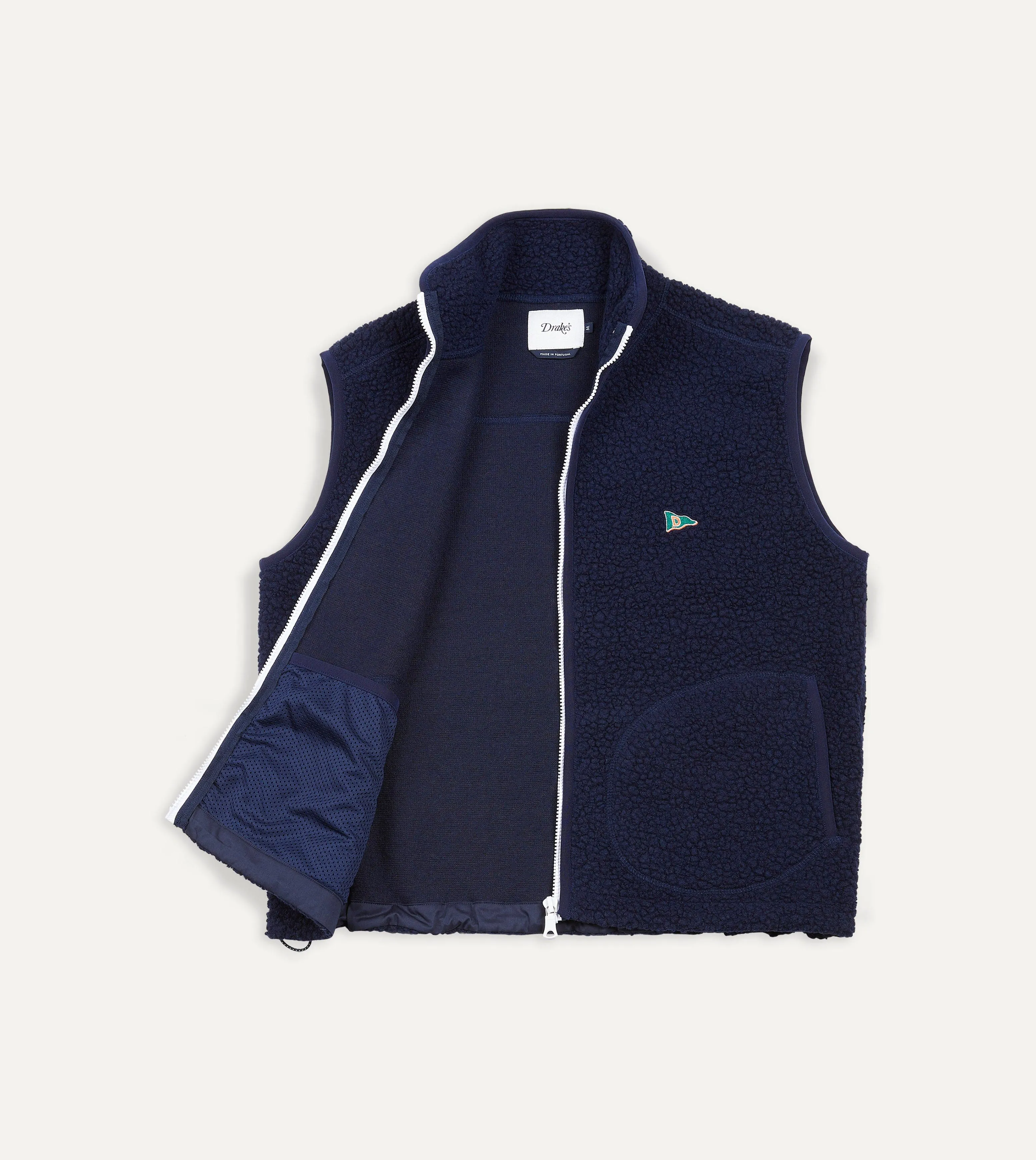 Navy Boucle Wool Zip Fleece Vest sold by Drake's London product image thumbnail 3