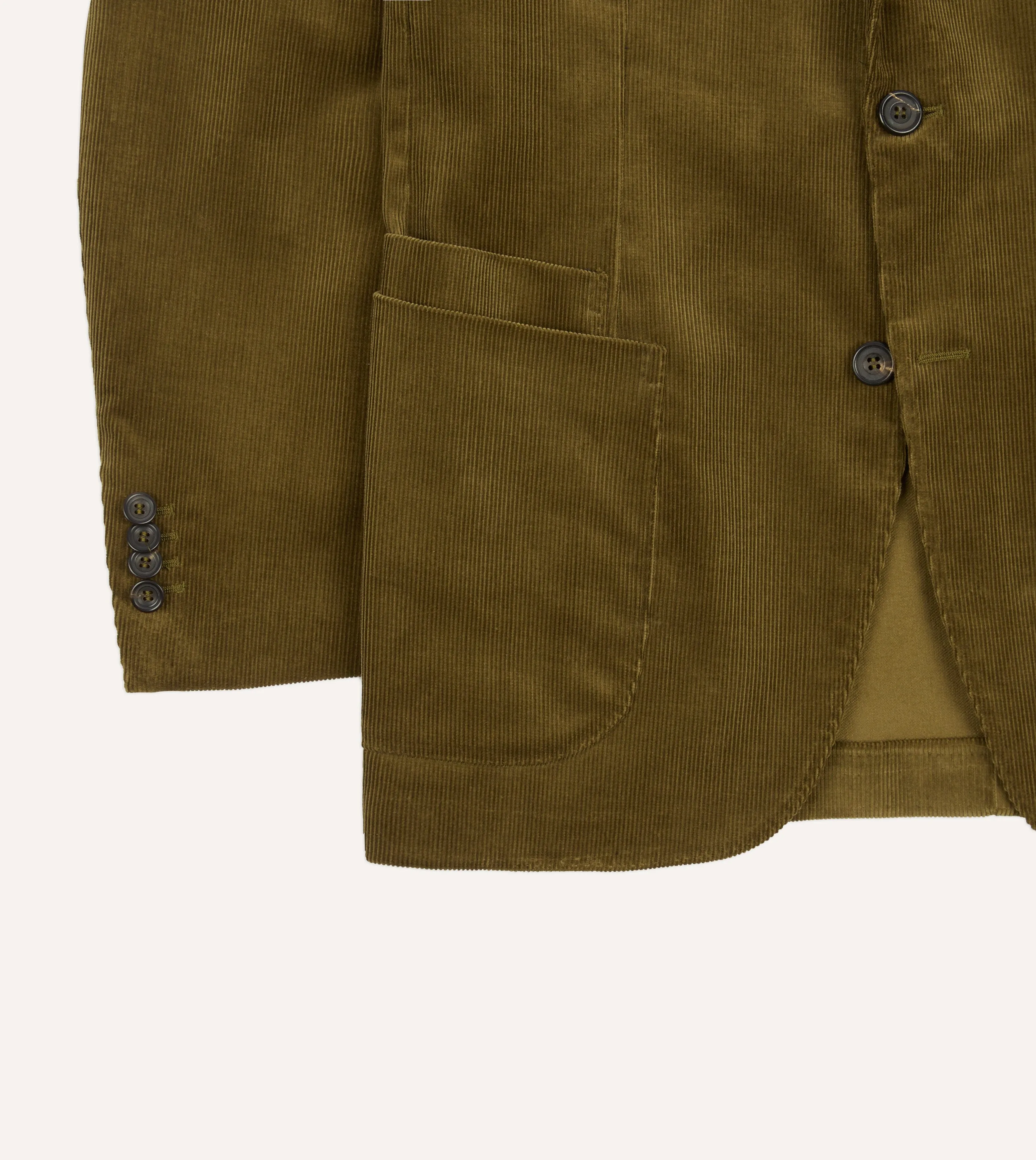 Olive Green Mid-Wale Cotton Corduroy Tailored Jacket sold by Drake's London product image thumbnail 5