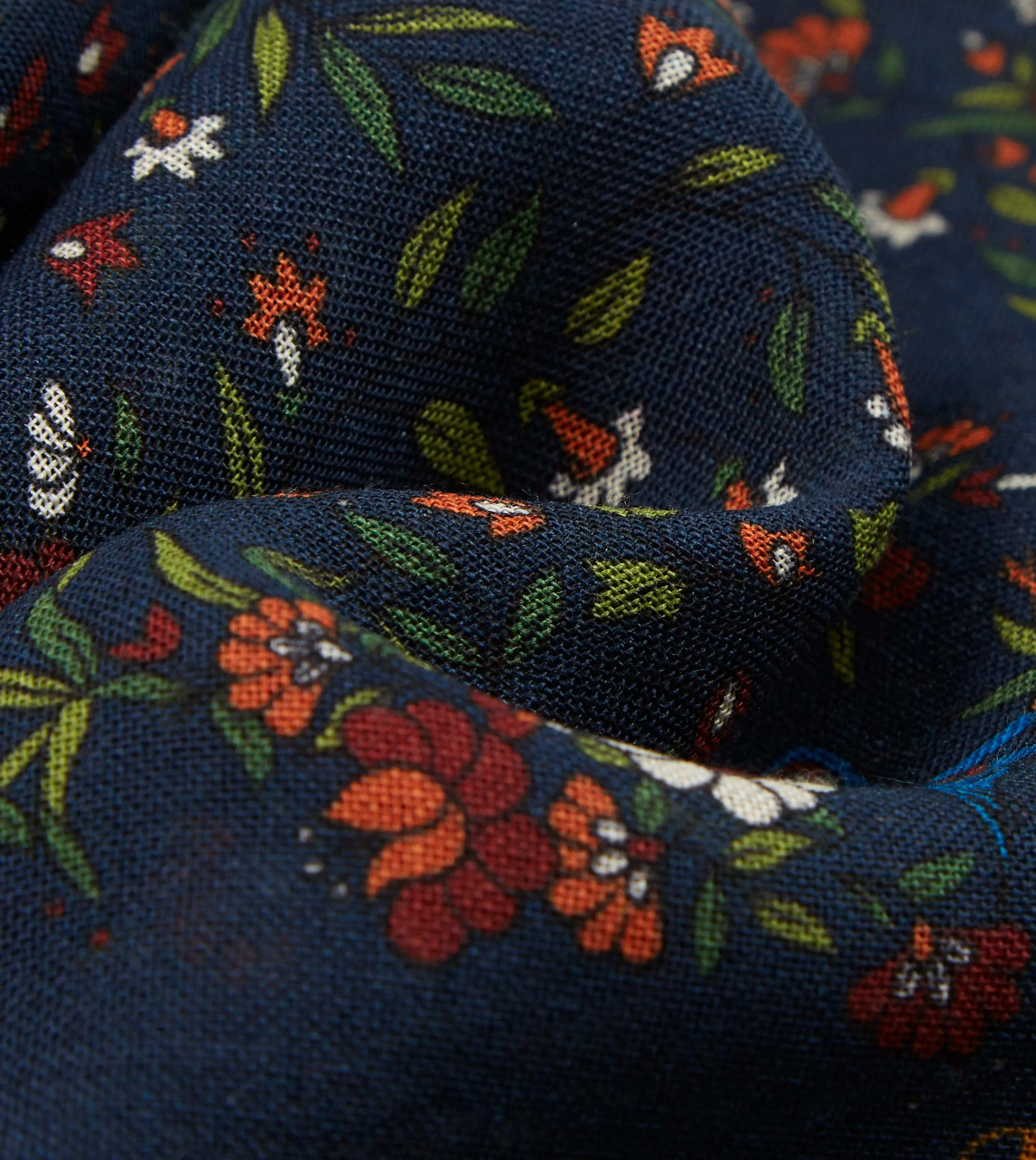 Navy Birds of Paradise Print Wool-Silk Square Scarf sold by Drake's London product image thumbnail 2