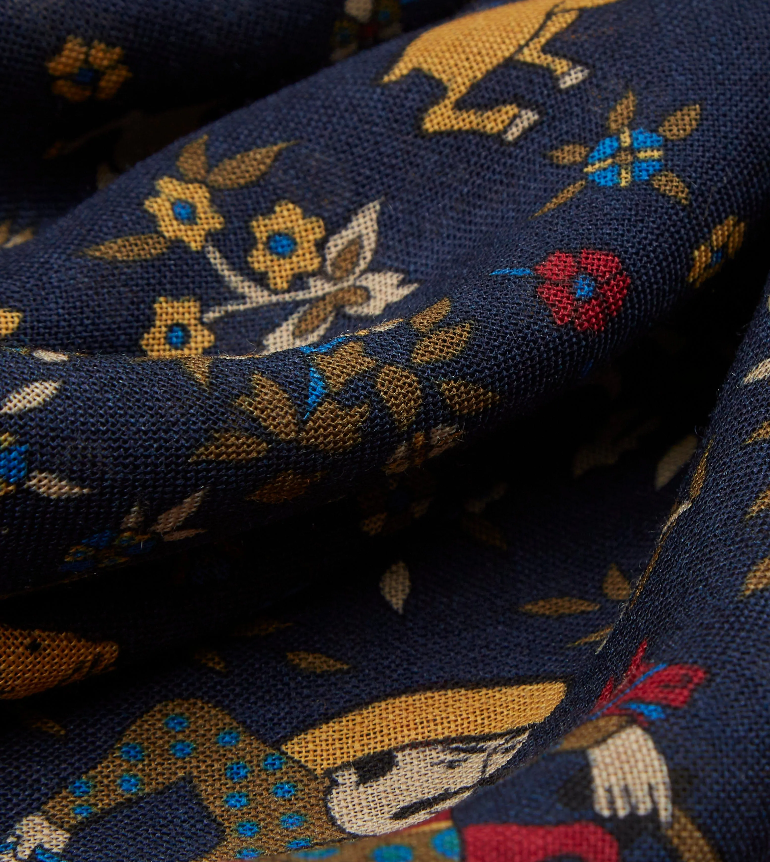 Navy Mughal Print Wool-Silk Square Scarf sold by Drake's London product image thumbnail 2