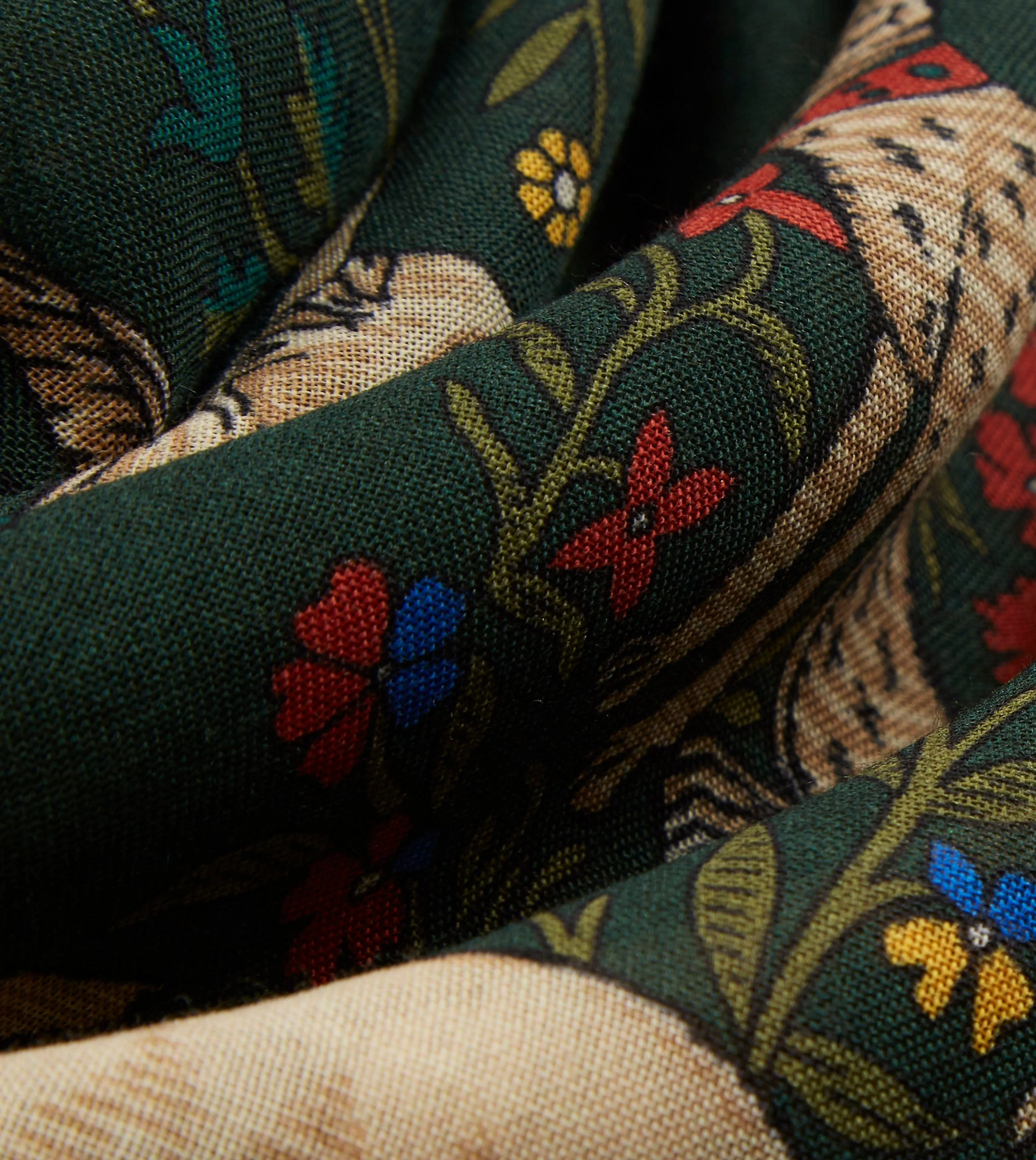 Green Unicorn Print Wool-Silk Square Scarf sold by Drake's London product image thumbnail 2