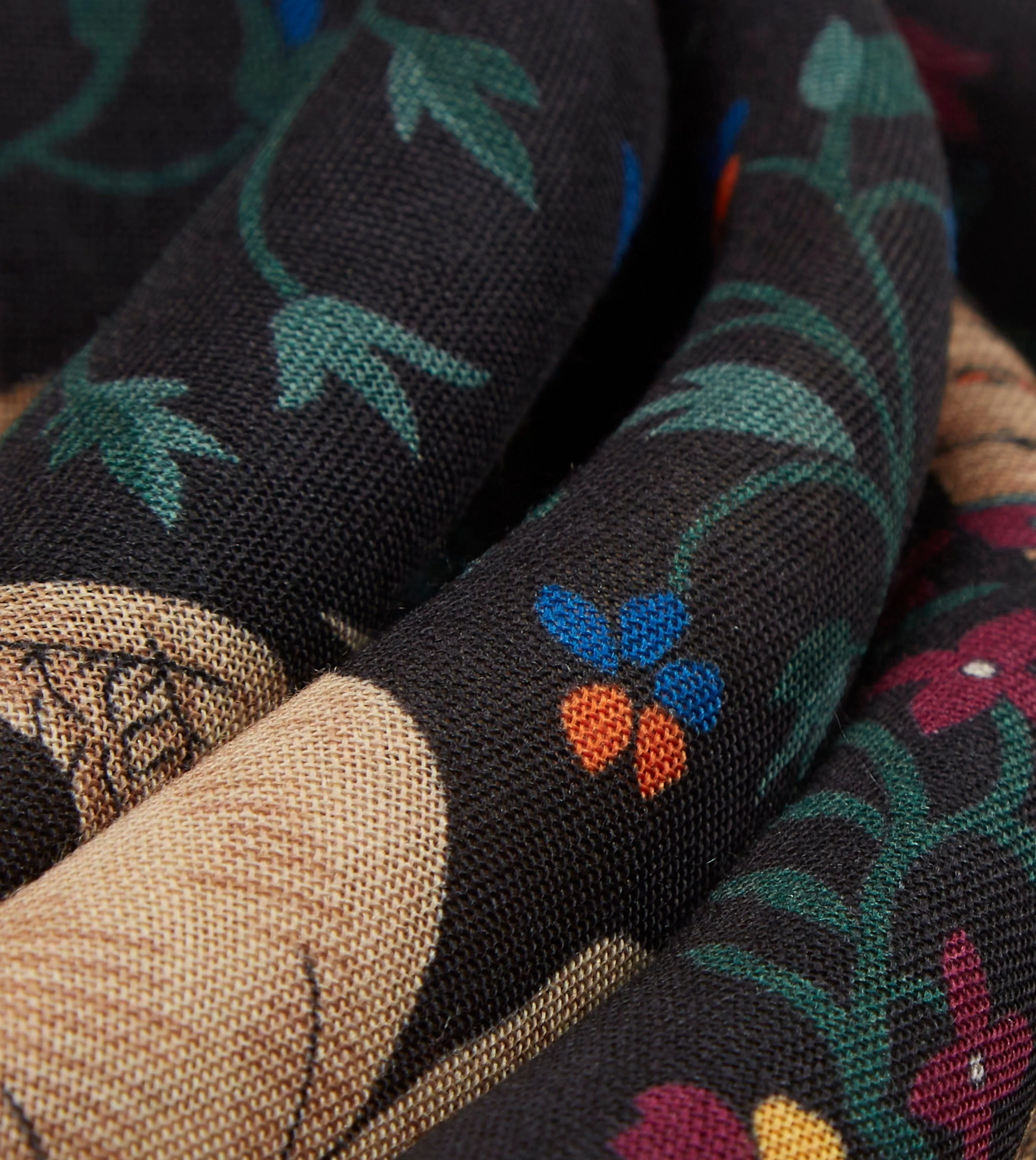 Black Unicorn Print Wool-Silk Square Scarf sold by Drake's London product image thumbnail 2