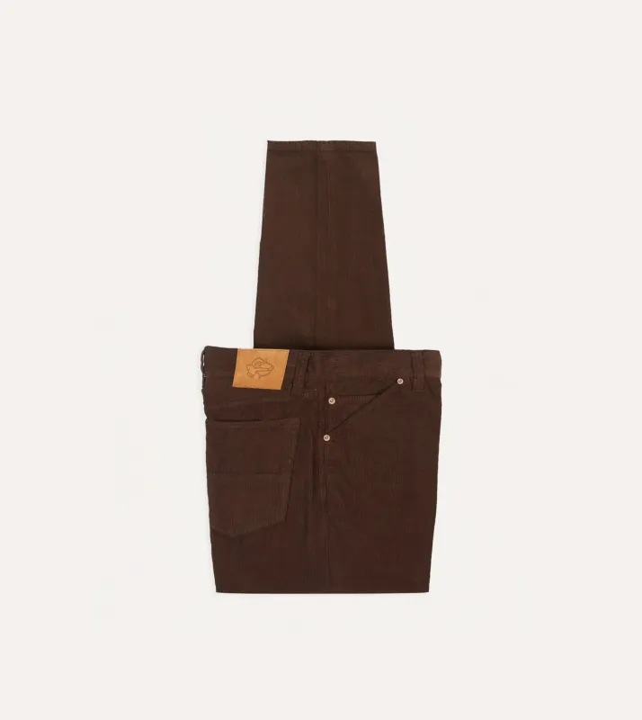 Brown Japanese Selvedge Needlecord Five-Pocket Trousers sold by Drake's London