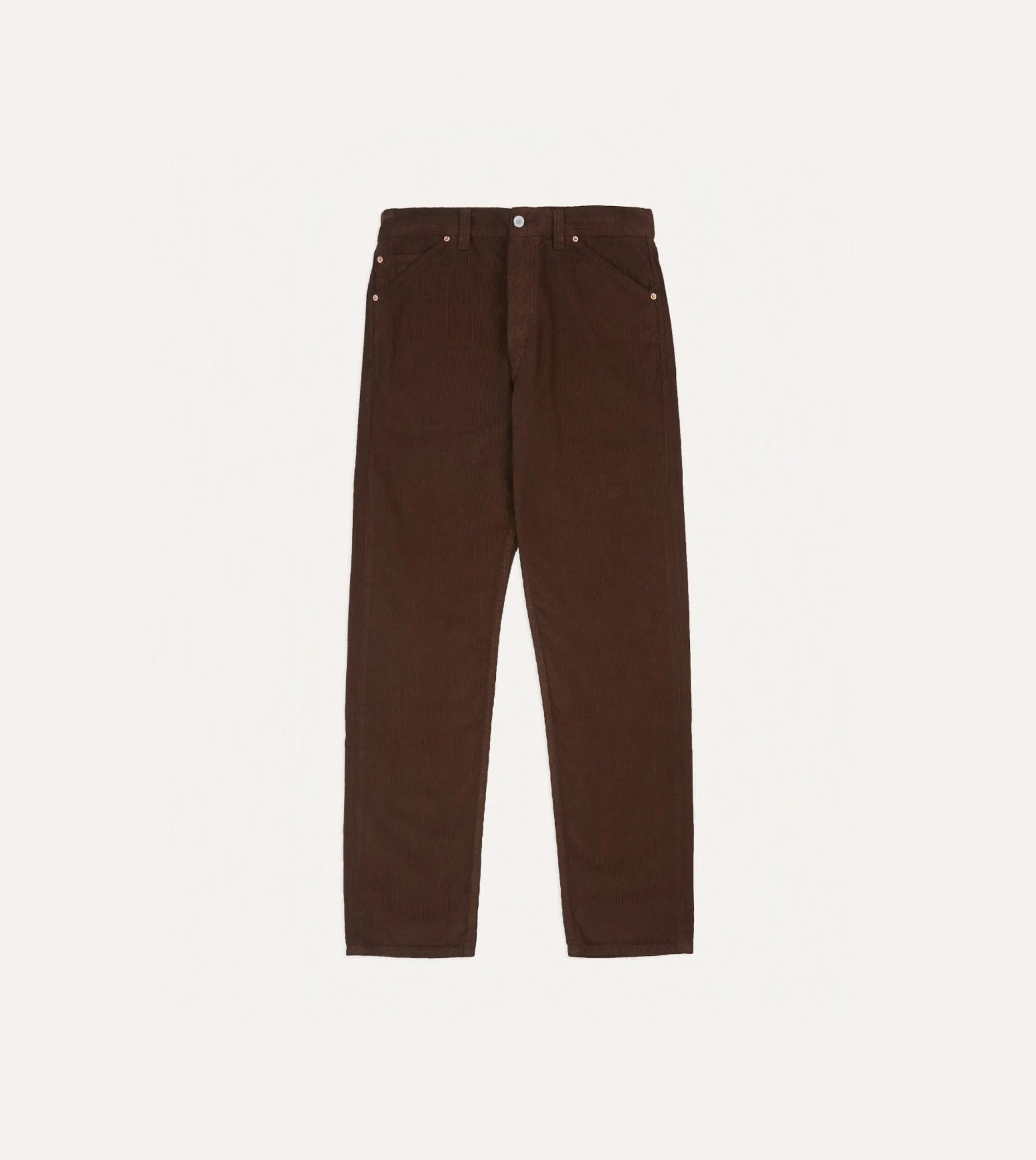 Brown Japanese Selvedge Needlecord Five-Pocket Trousers sold by Drake's London product image thumbnail 3