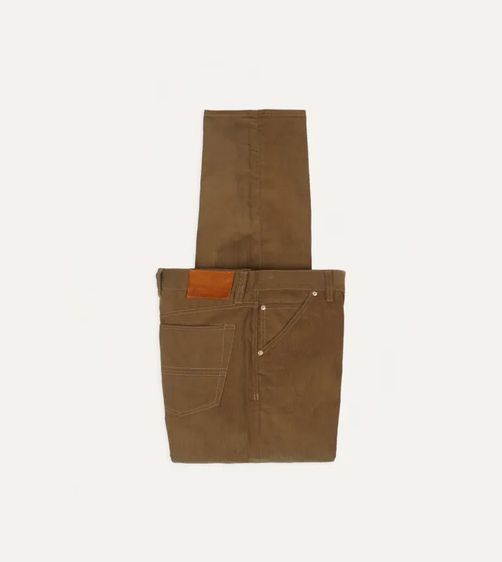 Tan Japanese Selvedge Needlecord Five-Pocket Trousers sold by Drake's London