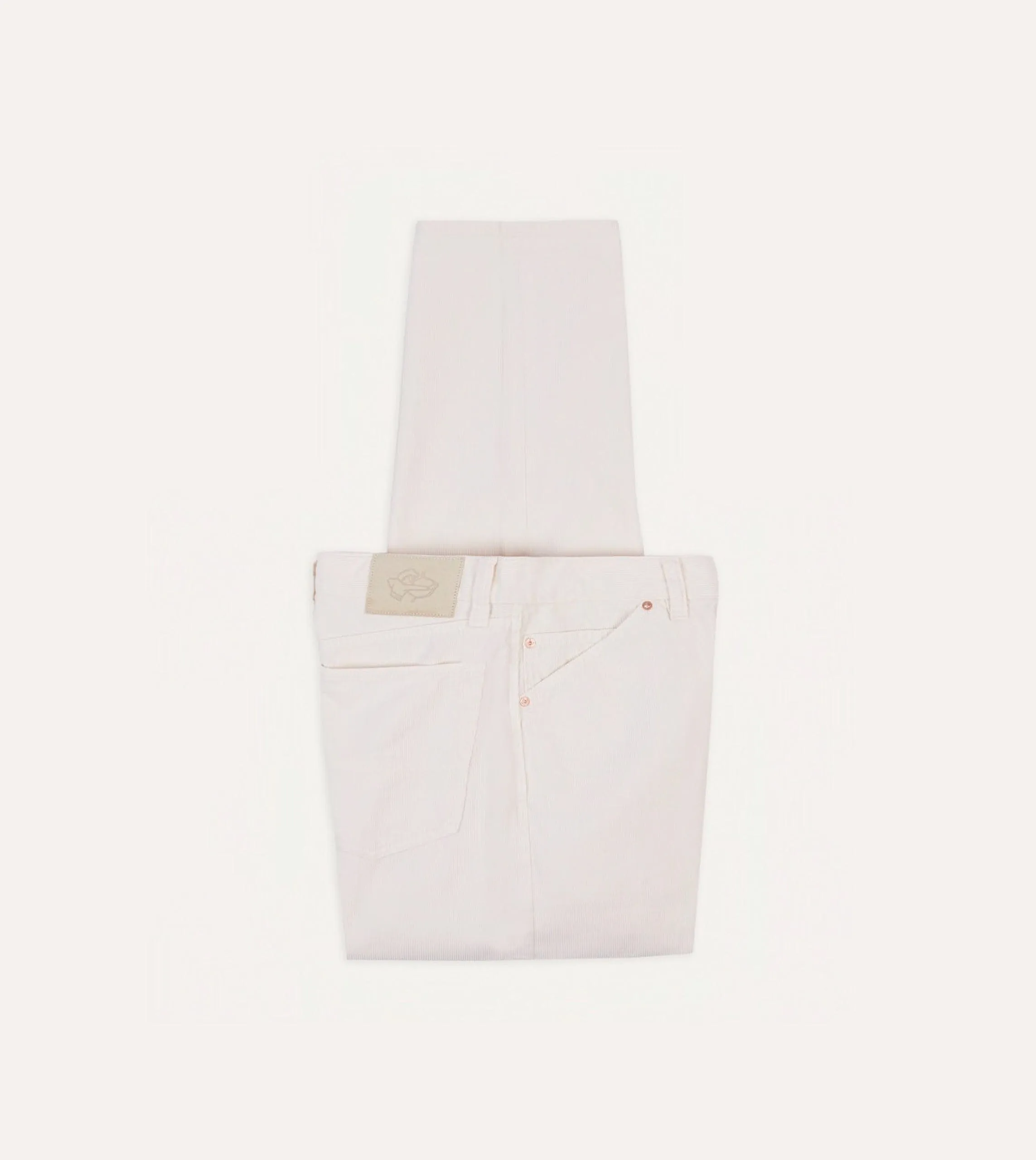 Ecru Japanese Selvedge Needlecord Five-Pocket Trousers sold by Drake's London