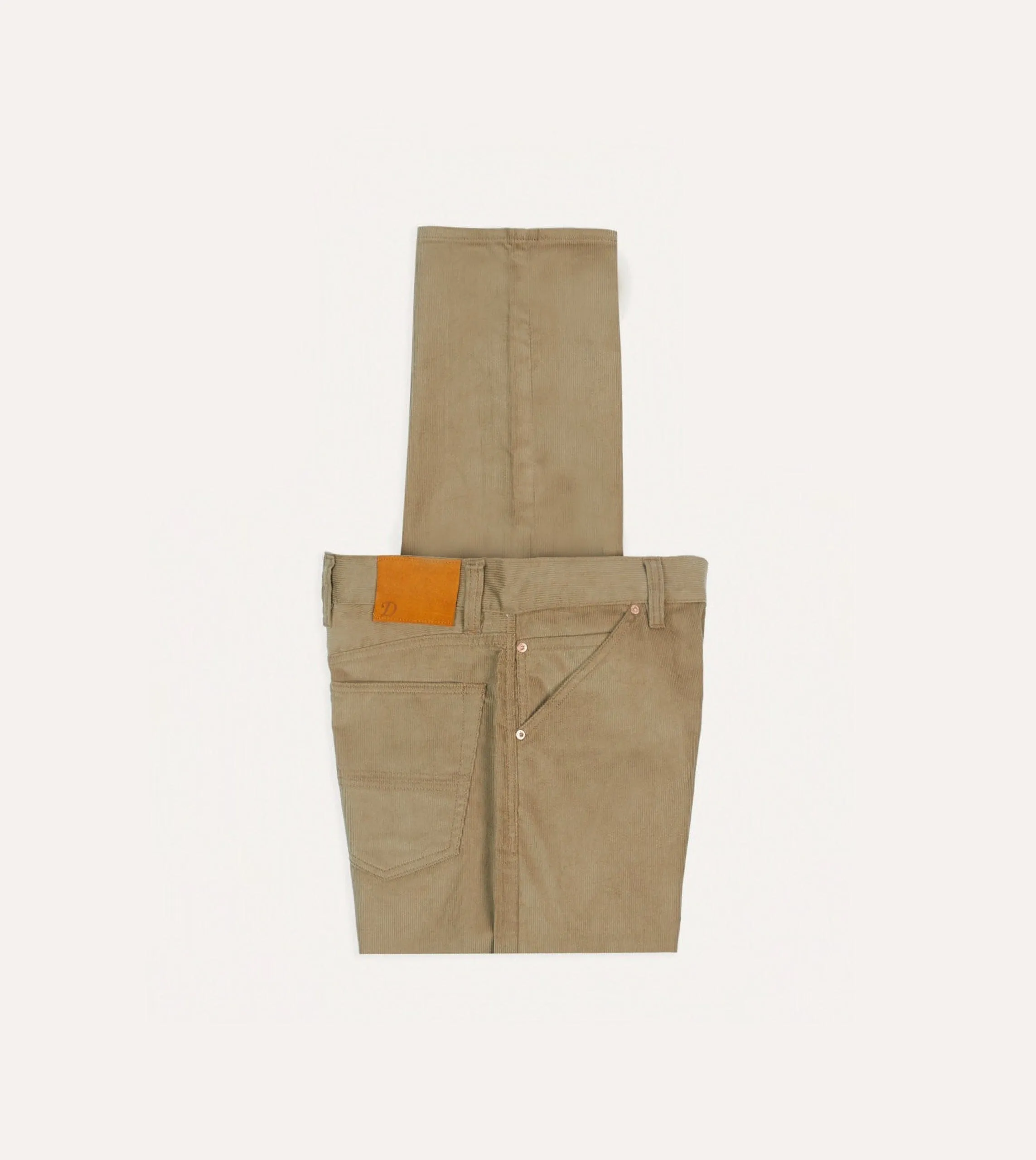 Tobacco Japanese Selvedge Needlecord Five-Pocket Trousers sold by Drake's London