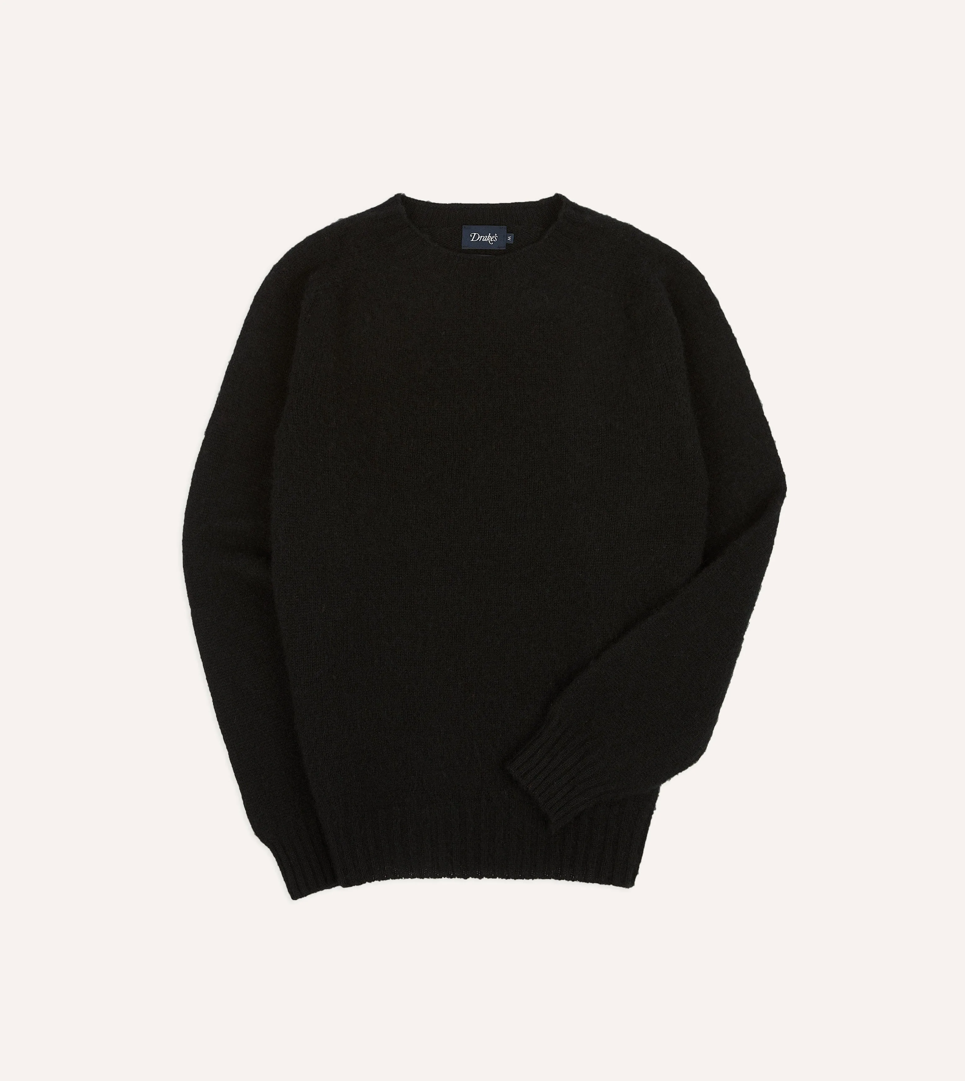 Black Brushed Shetland Crew Neck Jumper sold by Drake's London