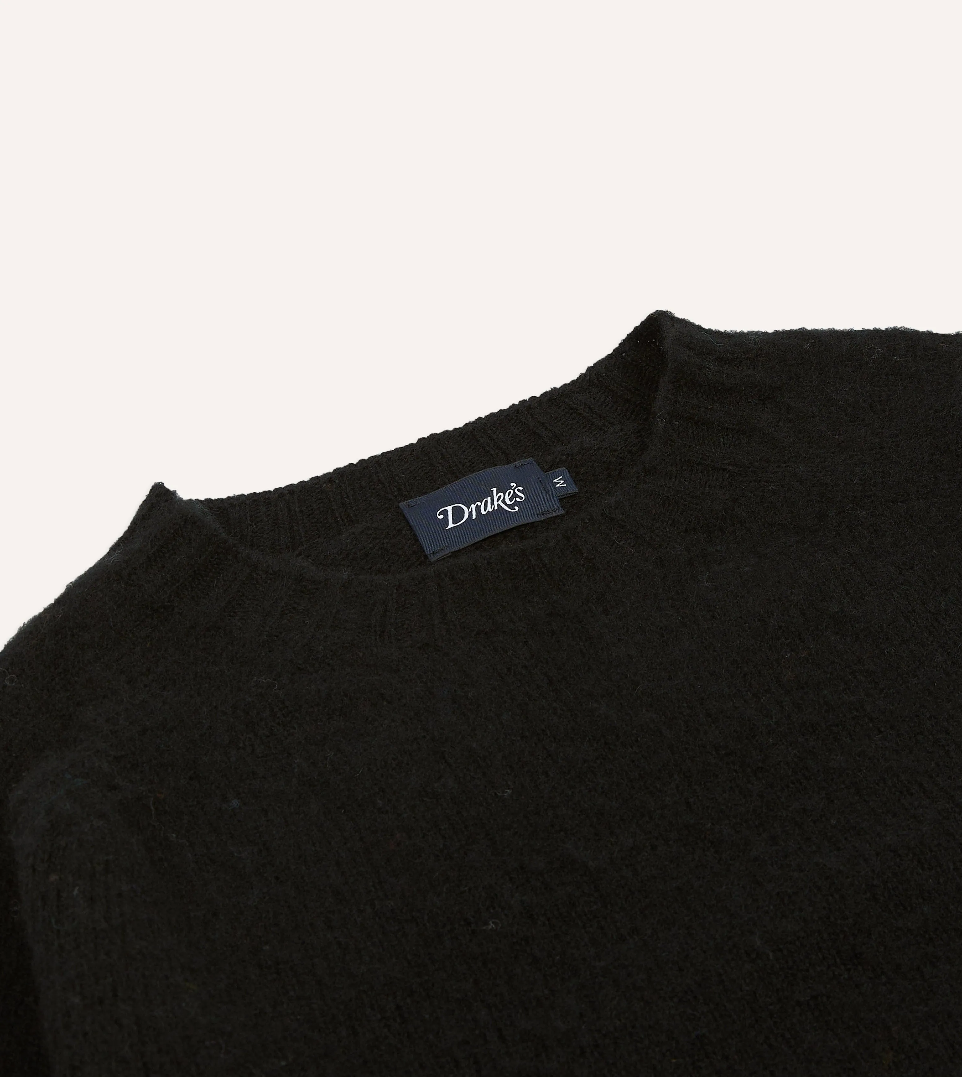 Black Brushed Shetland Crew Neck Jumper sold by Drake's London product image thumbnail 3