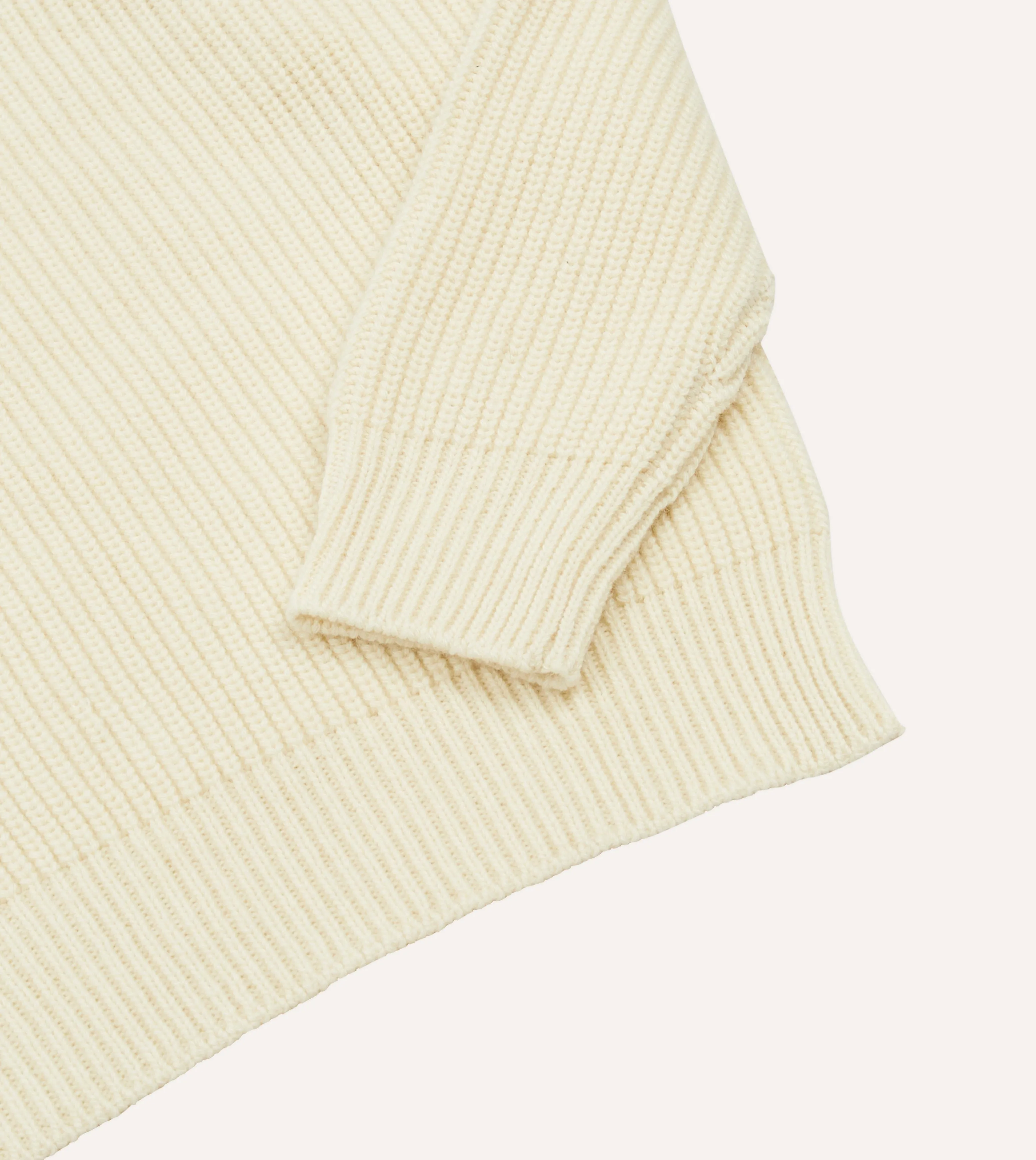 Ecru Alpaca Lambswool Ribbed Integral Collar Jumper sold by Drake's London product image thumbnail 4