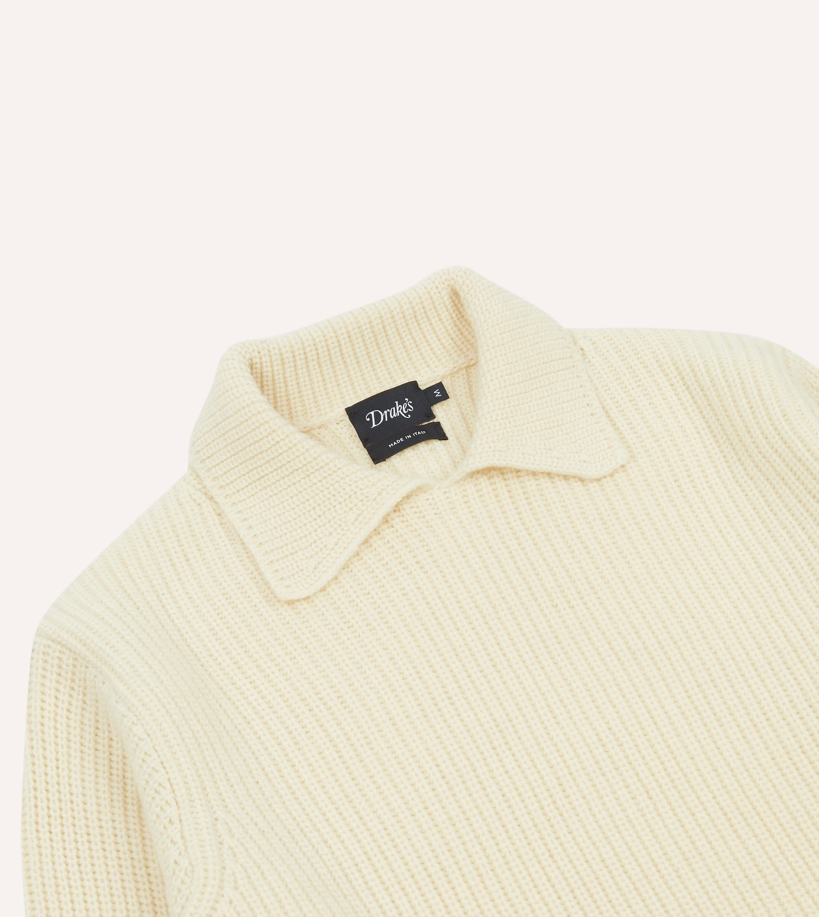 Ecru Alpaca Lambswool Ribbed Integral Collar Jumper sold by Drake's London product image thumbnail 3