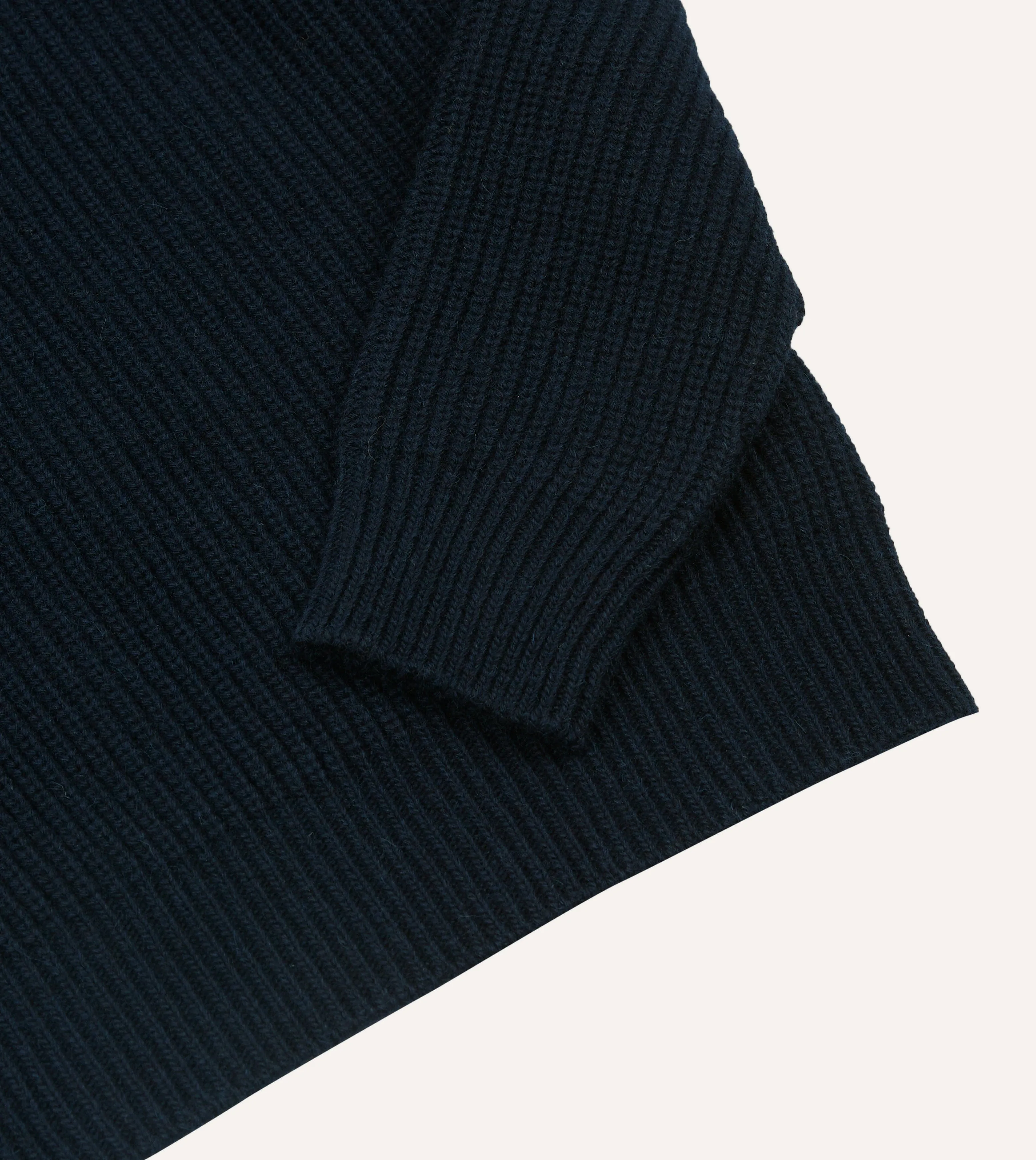 Navy Alpaca Lambswool Ribbed Integral Collar Jumper sold by Drake's London product image thumbnail 4