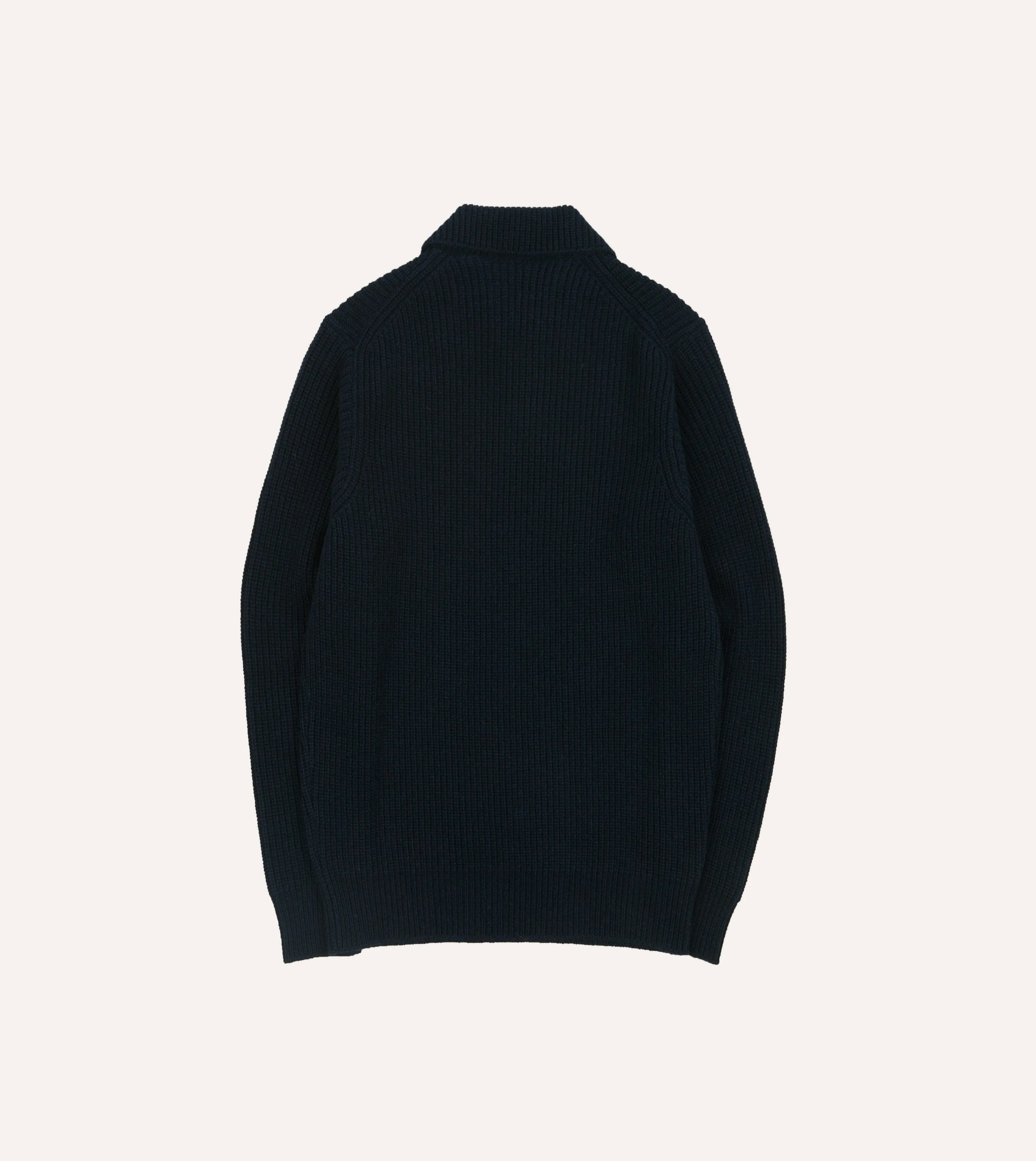 Navy Alpaca Lambswool Ribbed Integral Collar Jumper sold by Drake's London product image thumbnail 5