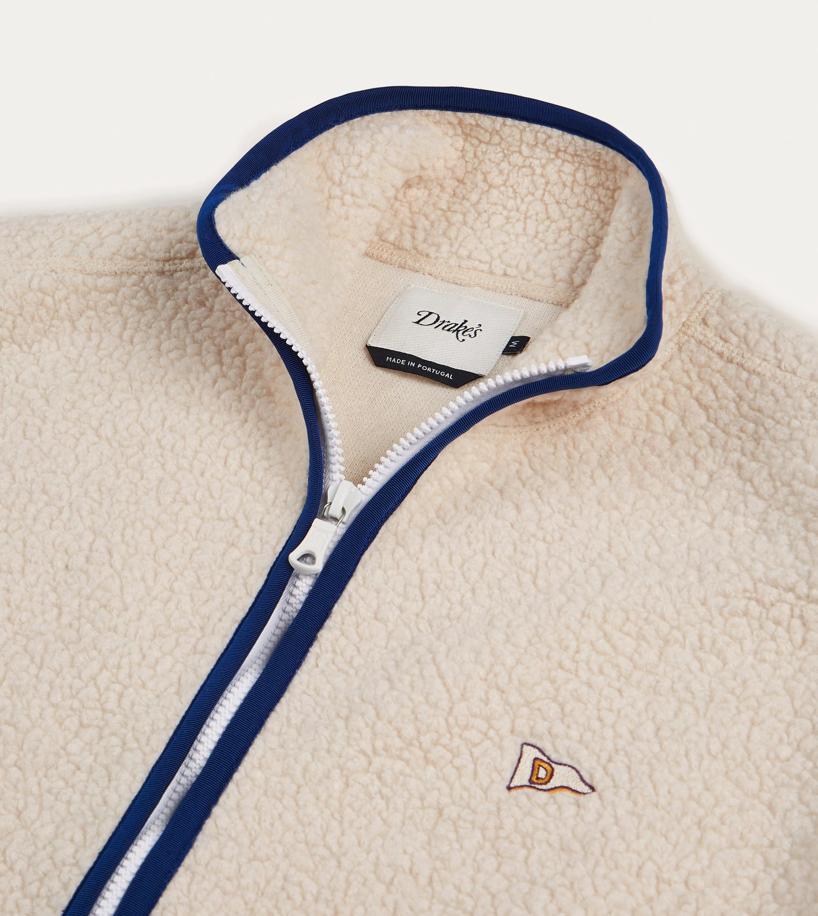 Ecru Boucle Wool Zip Fleece Vest sold by Drake's London product image thumbnail 3