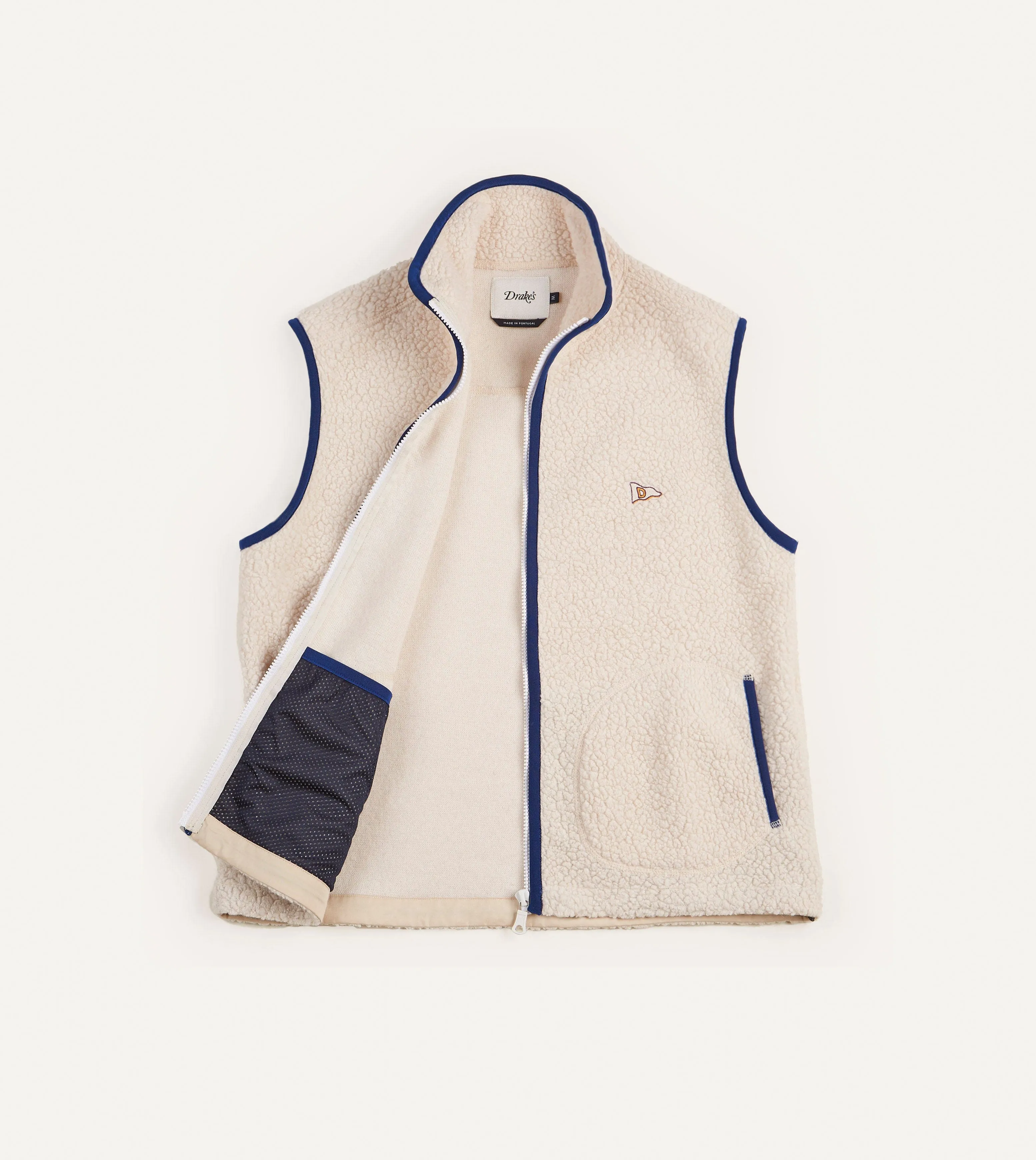 Ecru Boucle Wool Zip Fleece Vest sold by Drake's London product image thumbnail 5