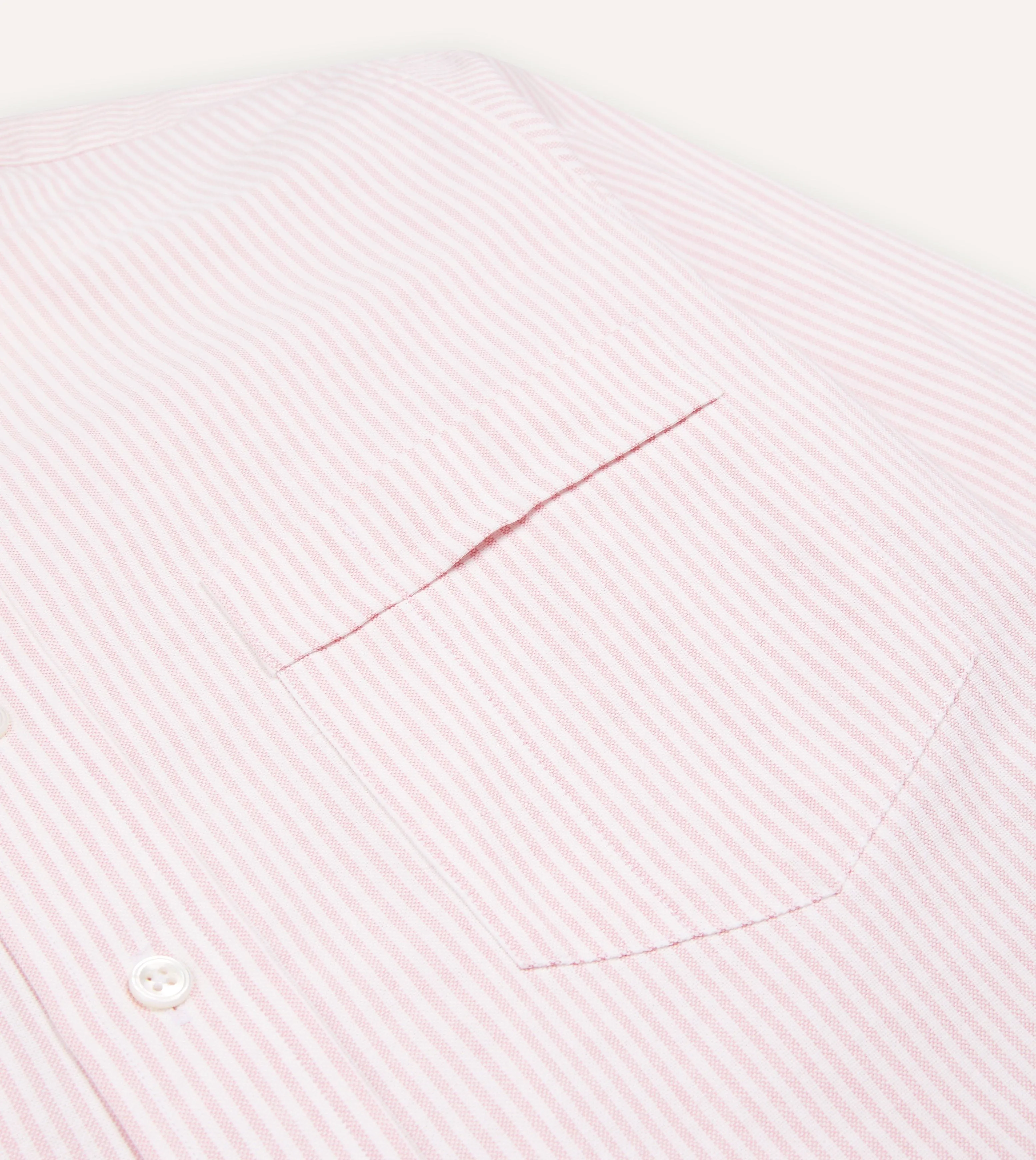 Pale Pink Ticking Stripe Cotton Oxford Cloth Button-Down Shirt sold by Drake's London product image thumbnail 4