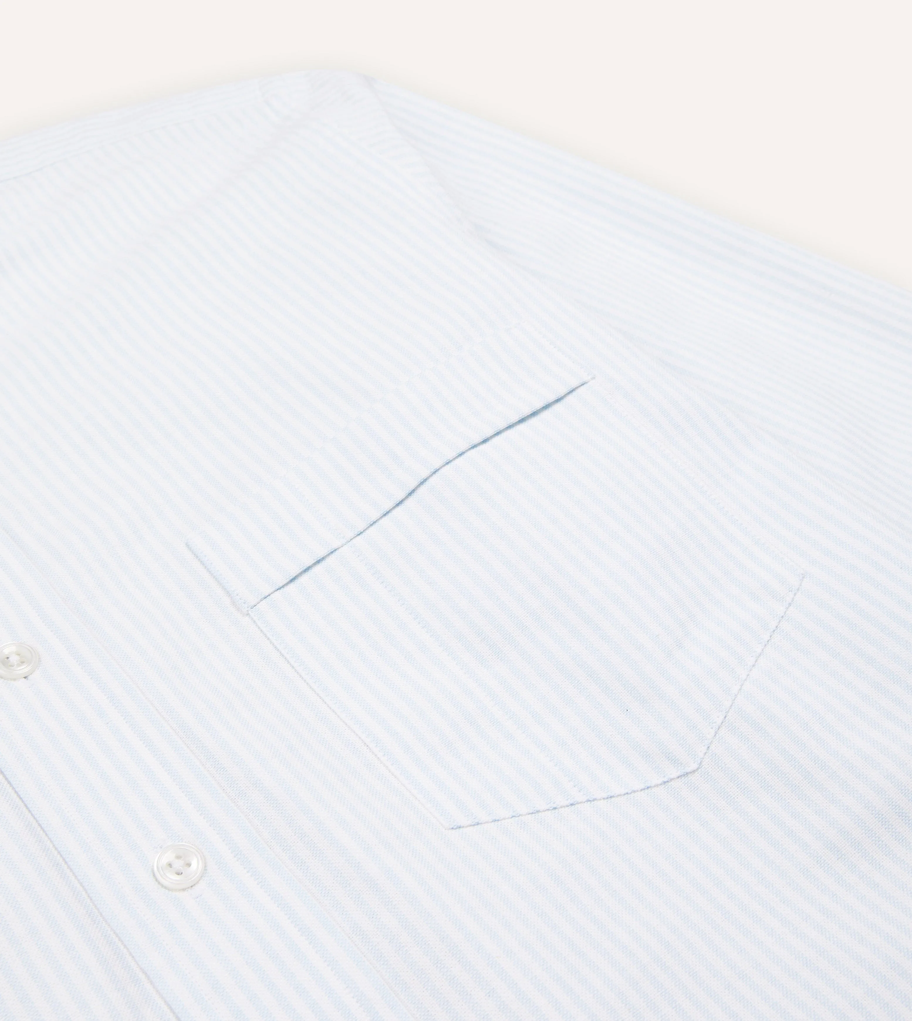 Sky Ticking Stripe Cotton Oxford Cloth Button-Down Shirt sold by Drake's London product image thumbnail 4