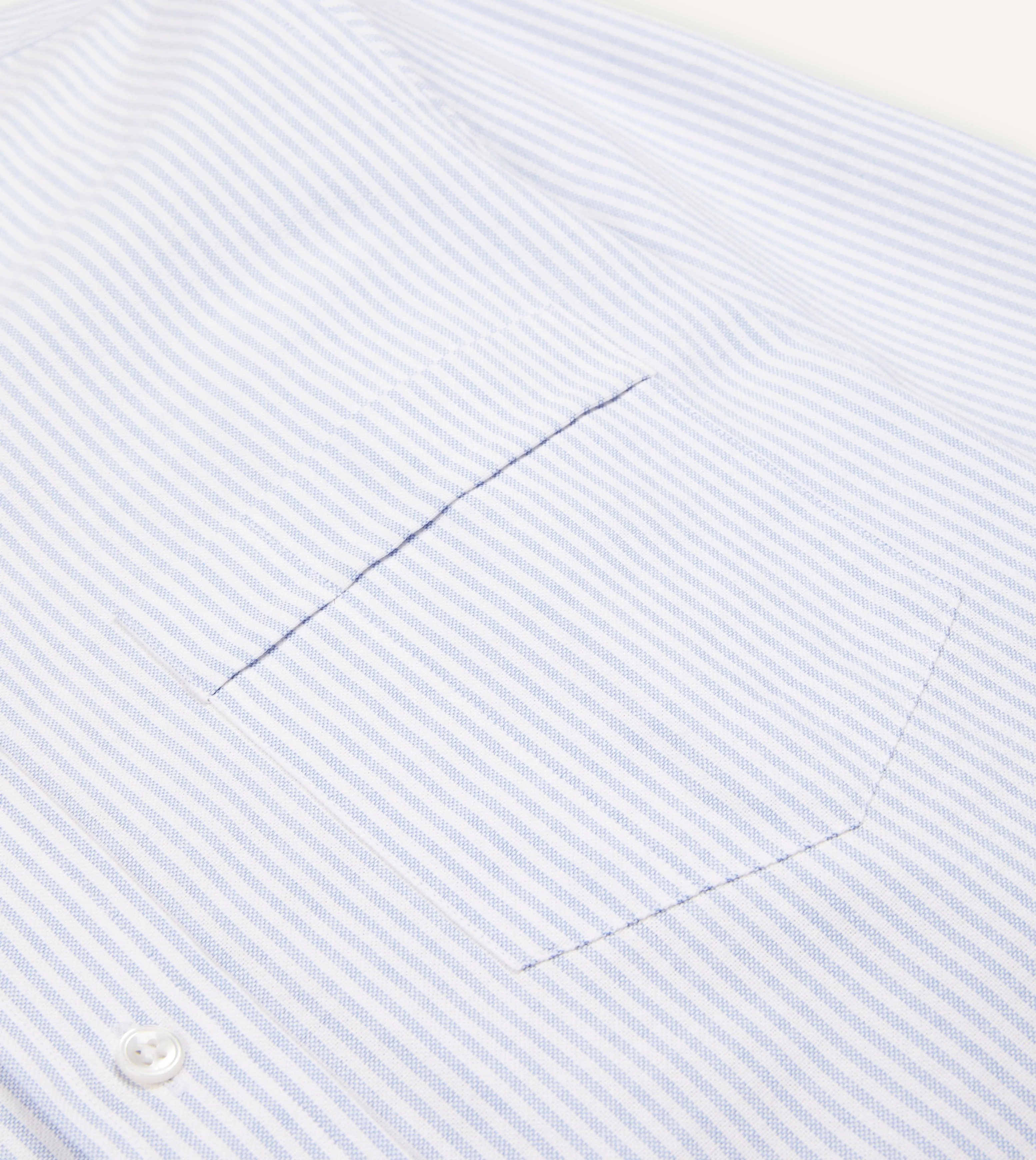 Light Blue Ticking Stripe Cotton Oxford Cloth Button-Down Shirt sold by Drake's London product image thumbnail 4